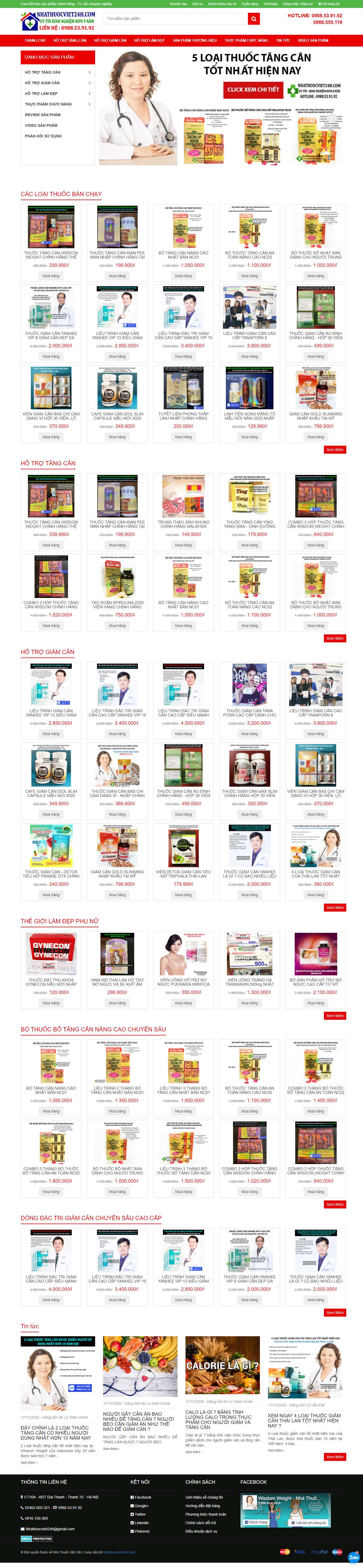 Thiết kế Website web thuốc tăng cân - nhathuocviet24hcom