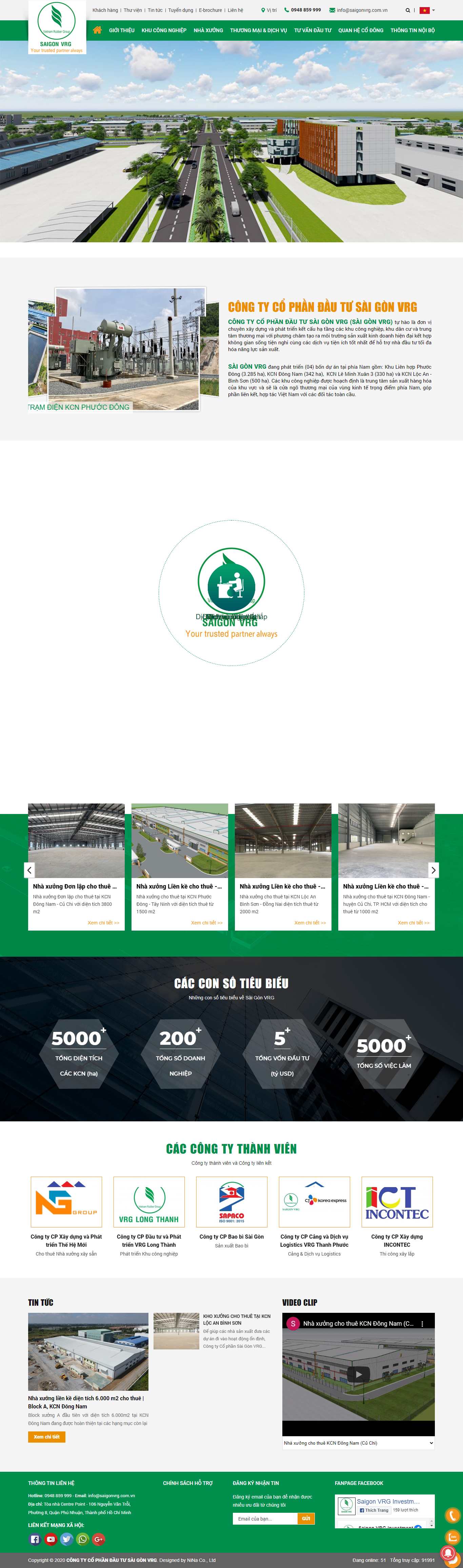 Thiết kế Website web thuê nhà xưởng - saigonvrgcomvn