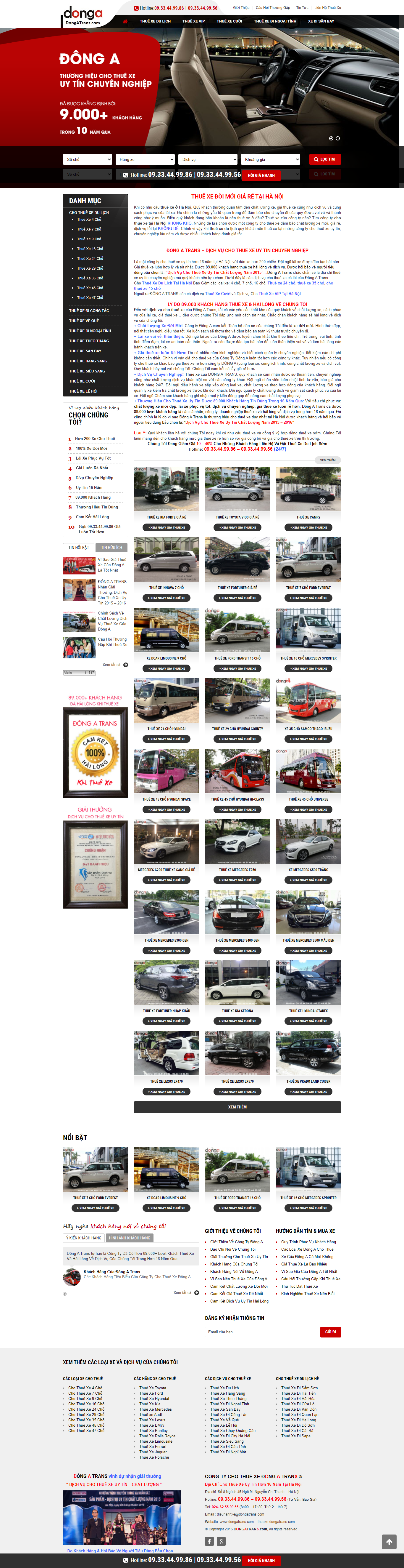 Thiết kế Website web thuê xe du lịch - thuexedongatranscom