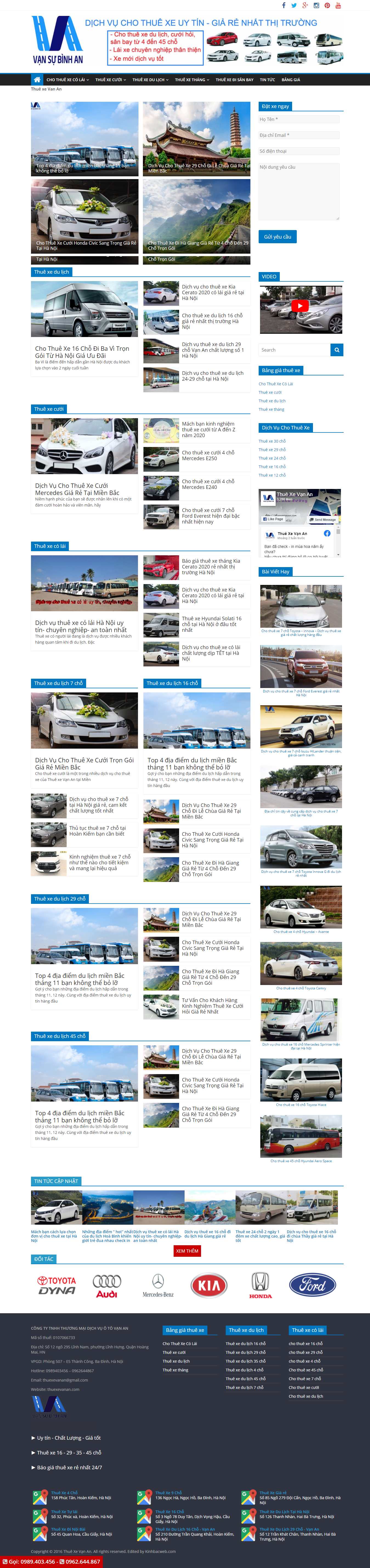 Thiết kế Website web thuê xe du lịch - thuexevanancom