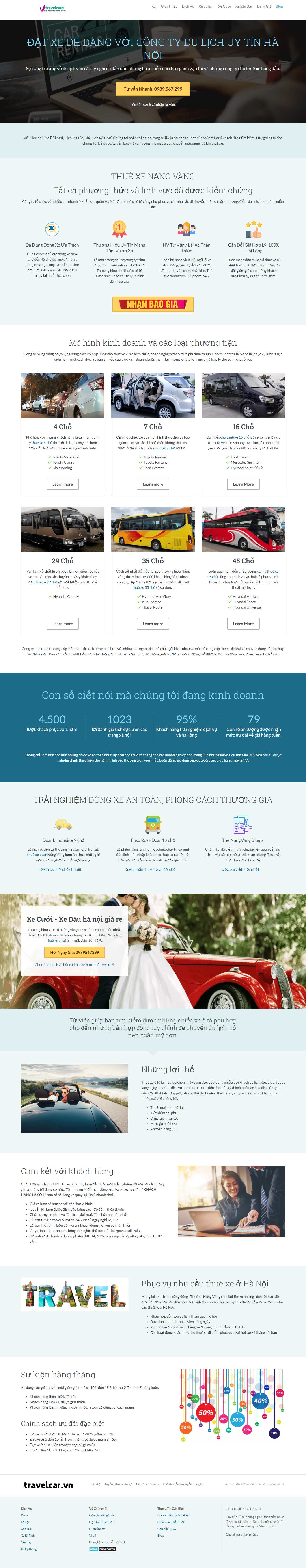 Thiết kế Website web thuê xe du lịch - travelcarvn