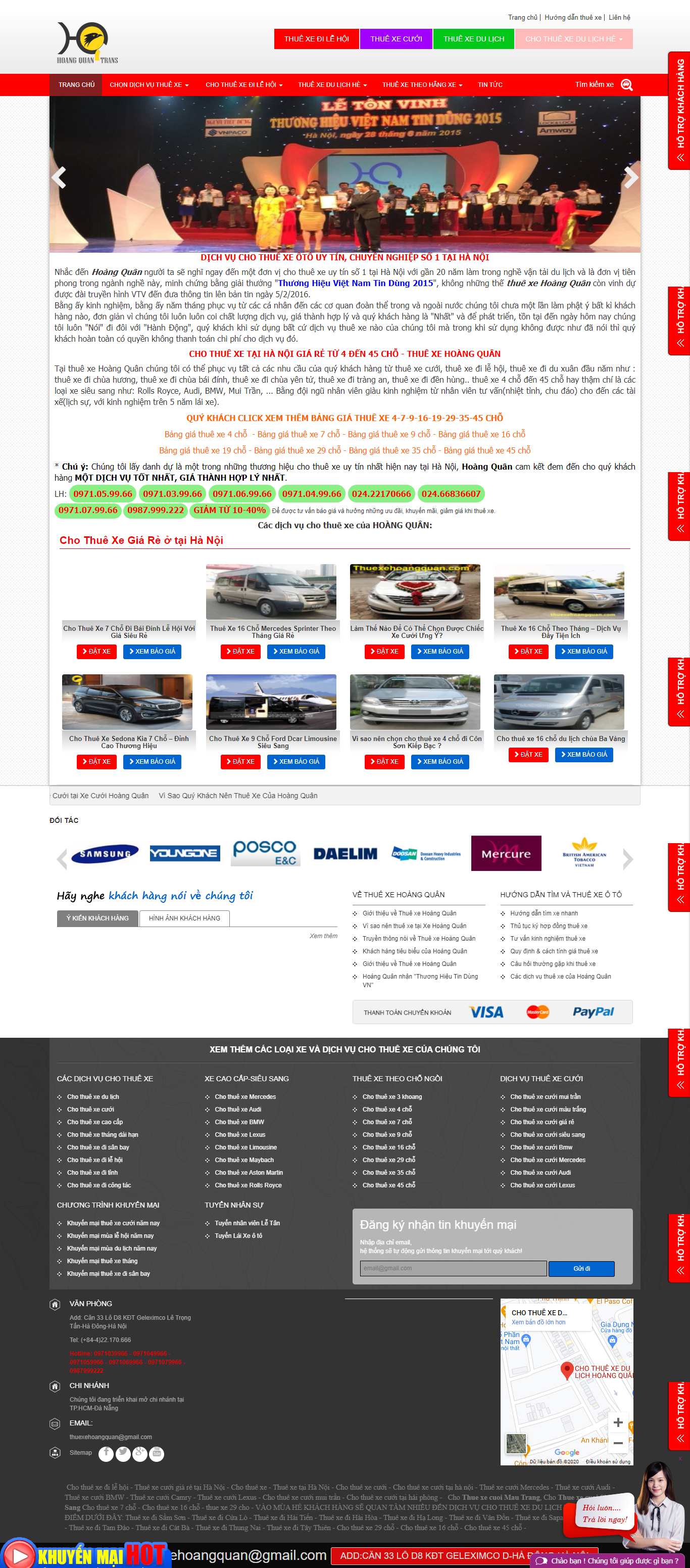 Thiết kế Website web thuê xe du lịch - thuexehoangquancom