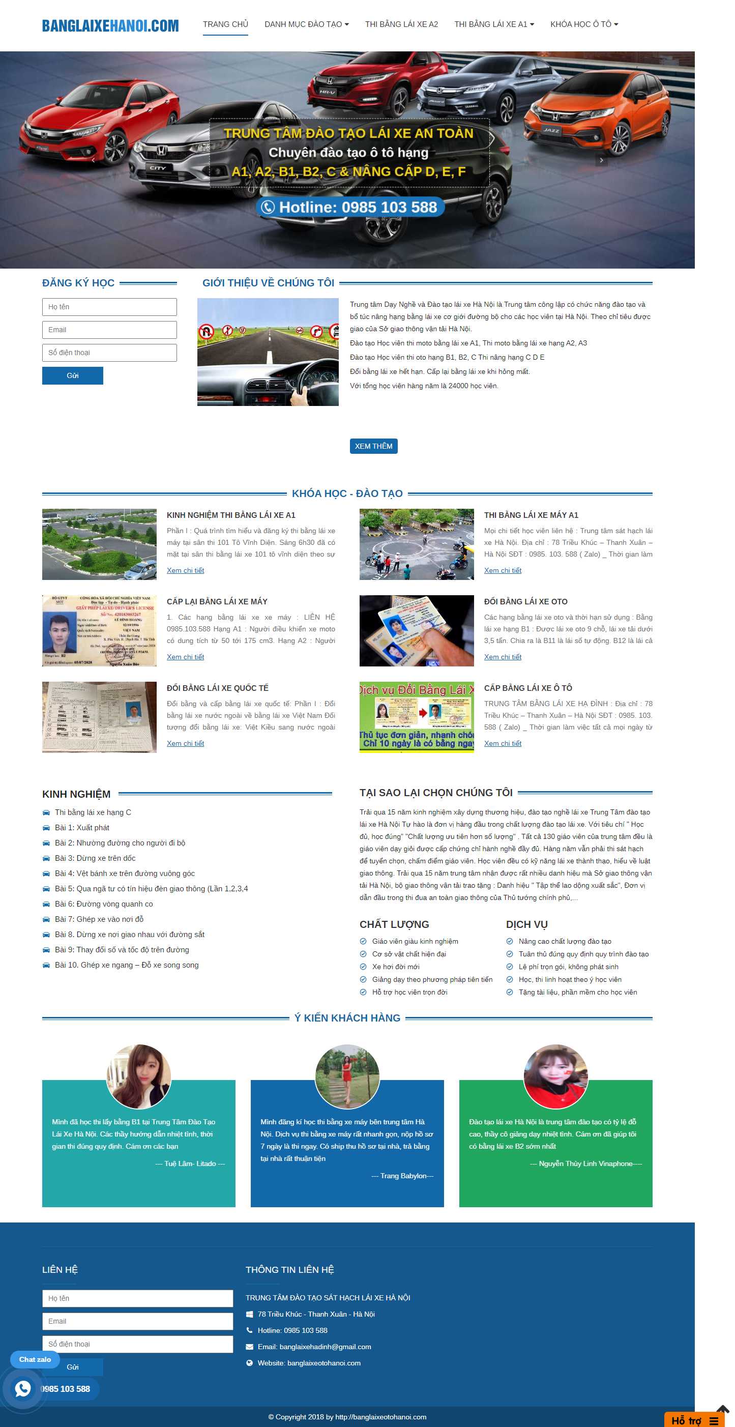 Thiết kế Website web trường dạy nghề - đào tạo nghề - banglaixeotohanoicom