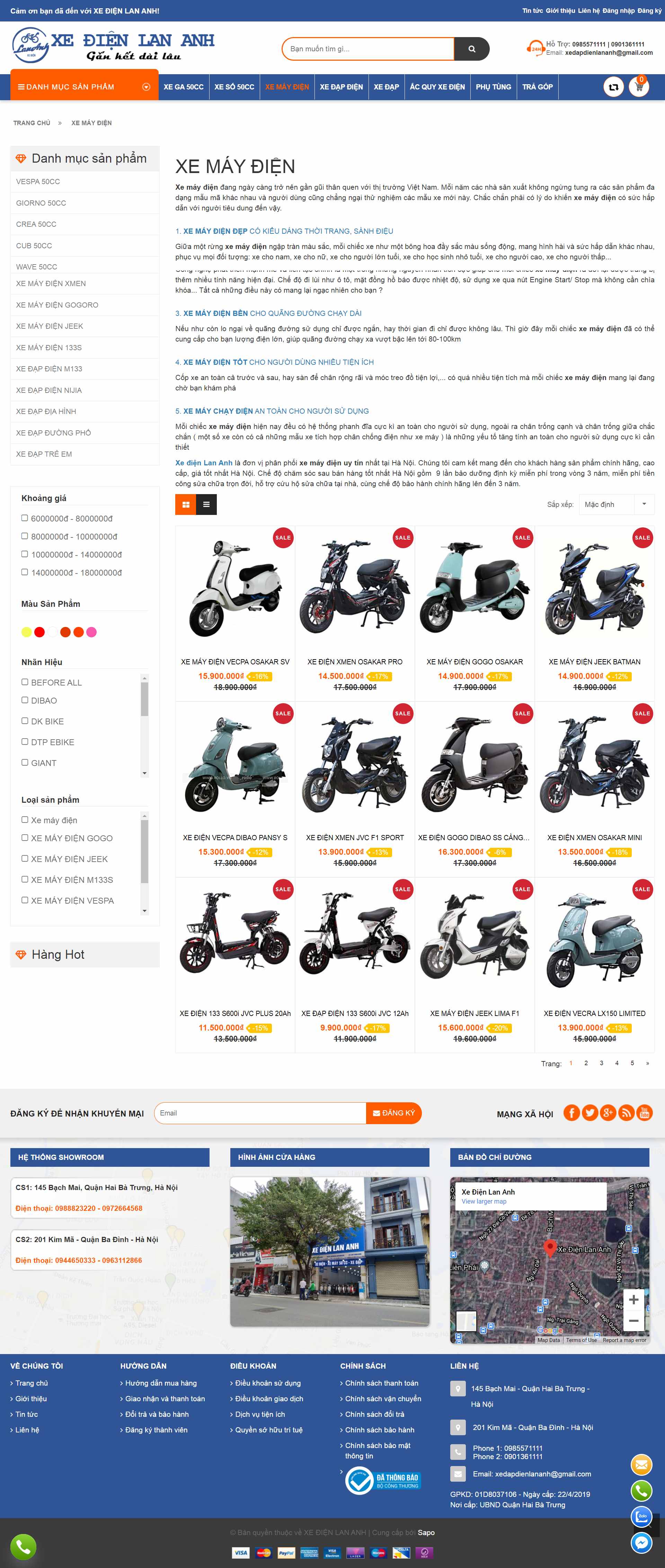 Thiết kế Website web xe điện - xedienlananhvn