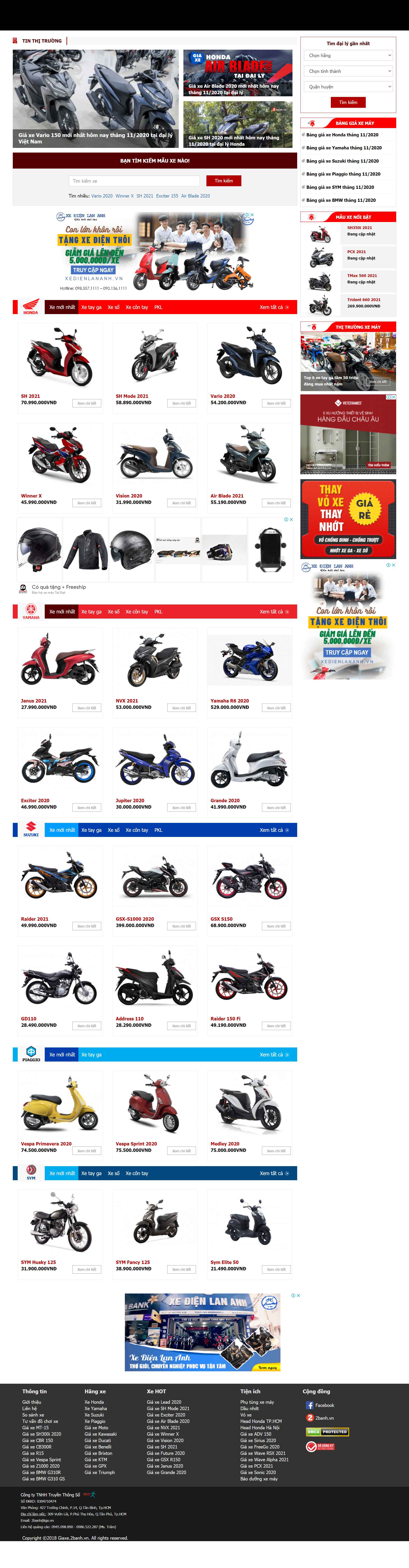 Thiết kế Website web xe máy - giaxe2banhvn