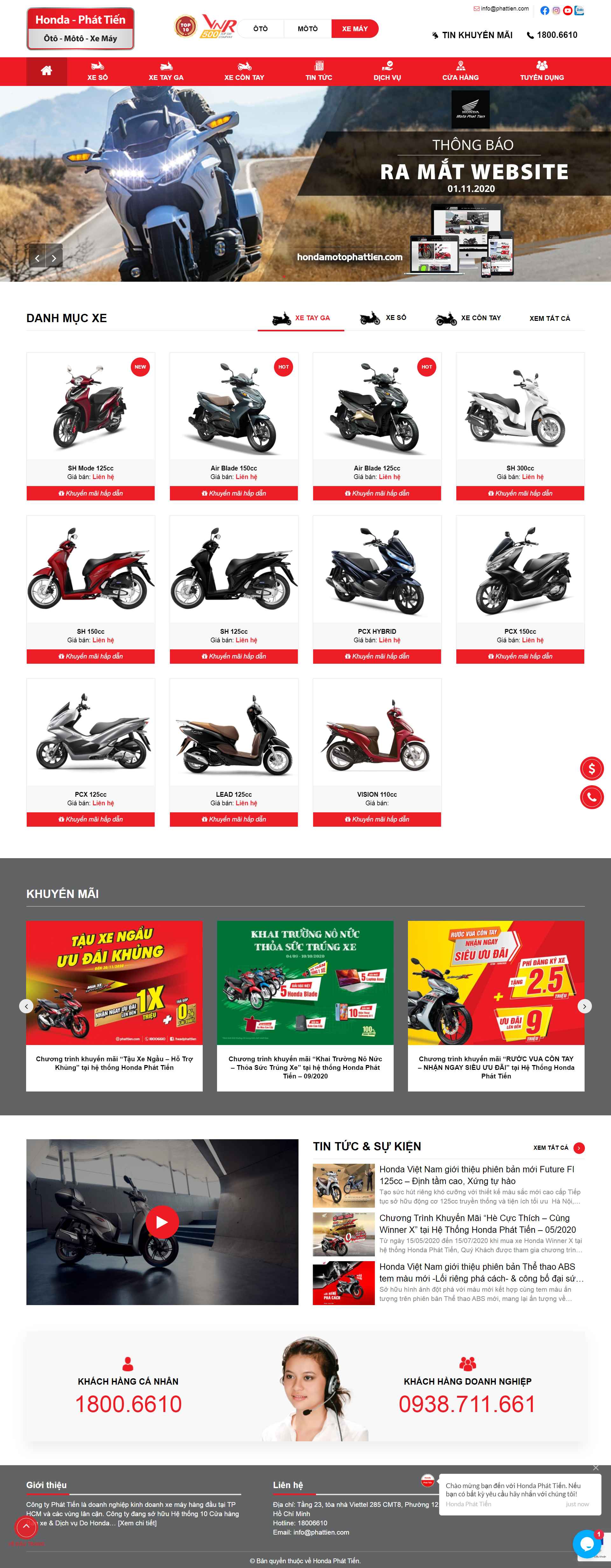 Thiết kế Website web xe máy - phattiencom