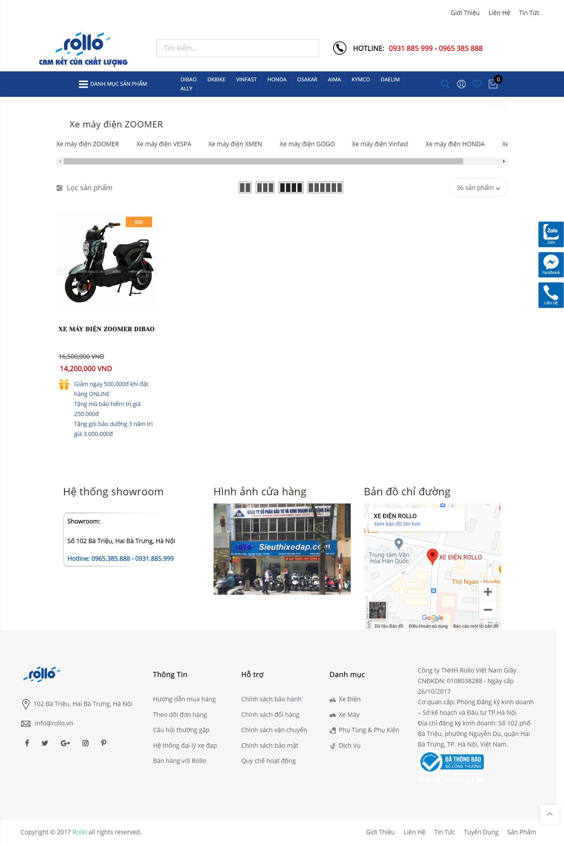 Thiết kế Website web xe máy điện - rollovn