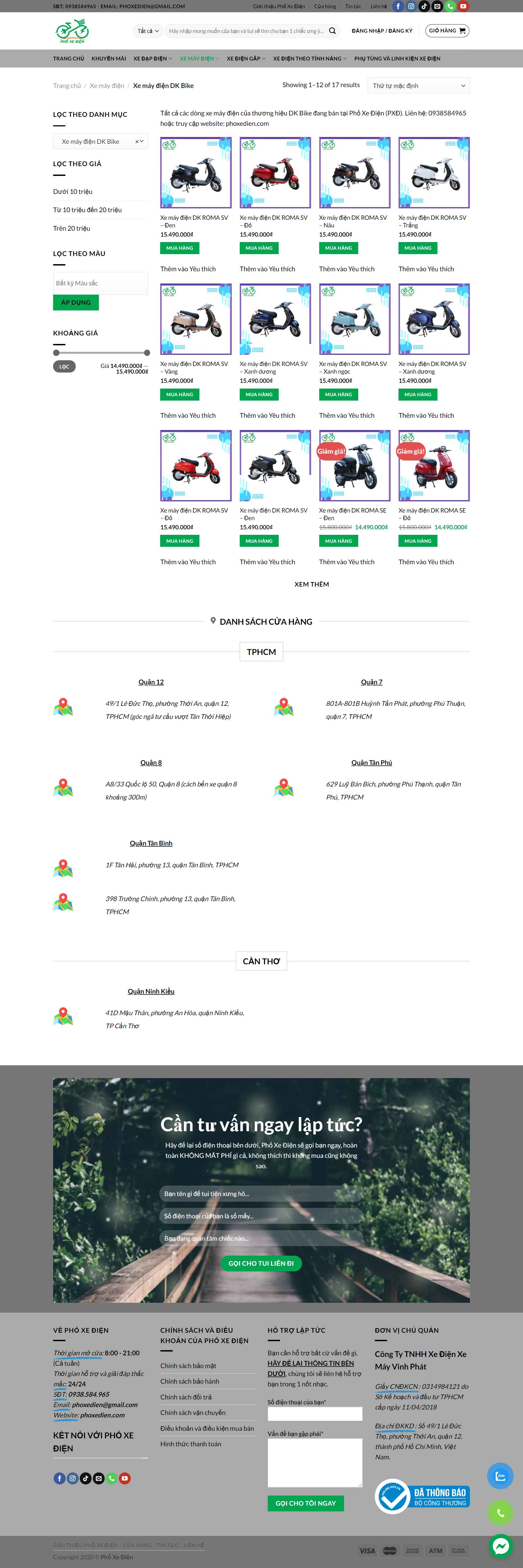 Thiết kế Website web xe máy điện - phoxediencom