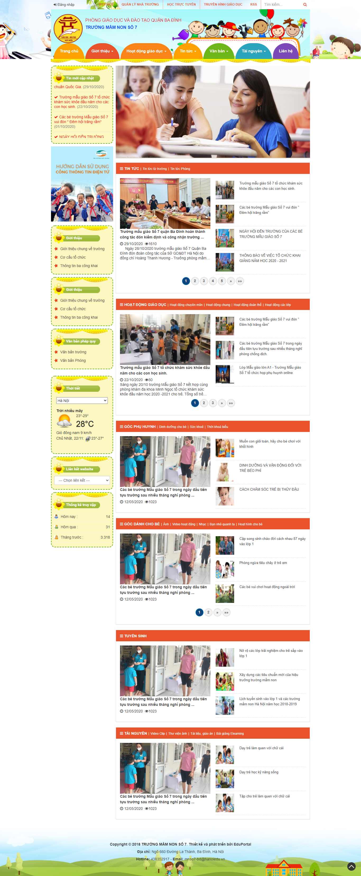 Thiết kế Website web trường mẫu giáo - mgso7-bdeduvn