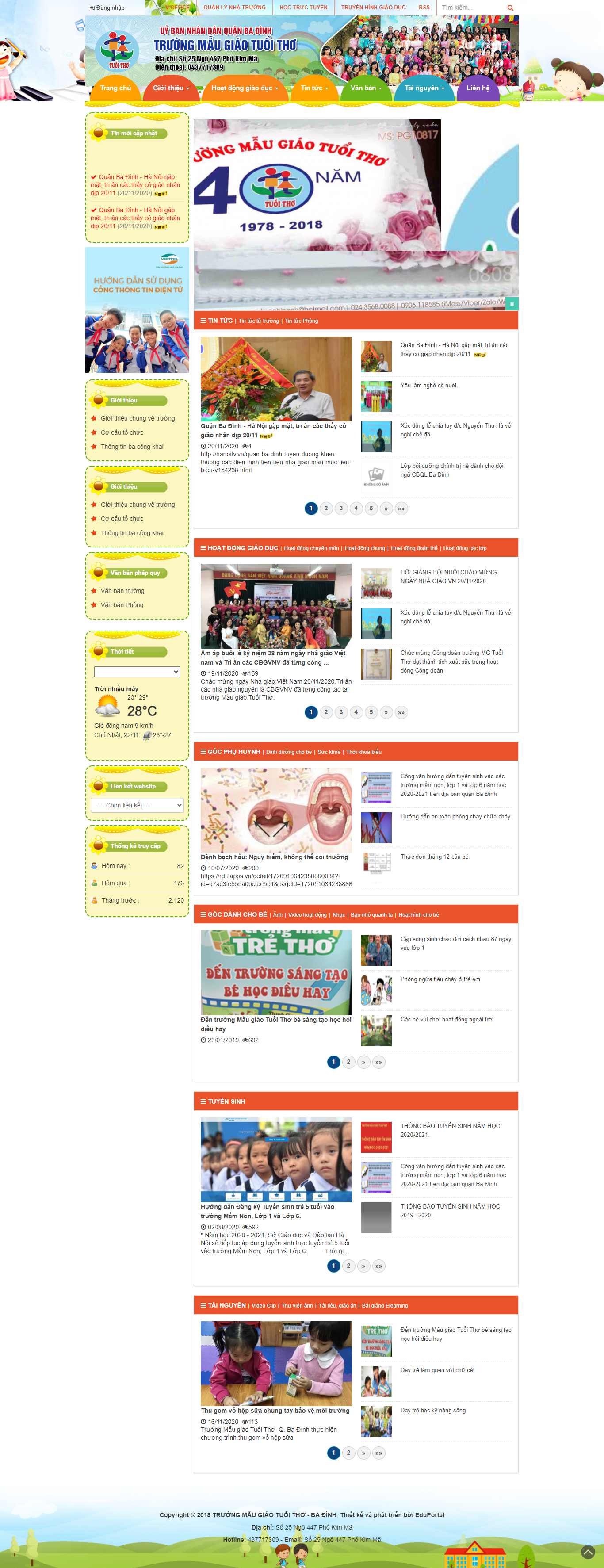 Thiết kế Website web trường mẫu giáo - mgtuoitho-bdeduvn