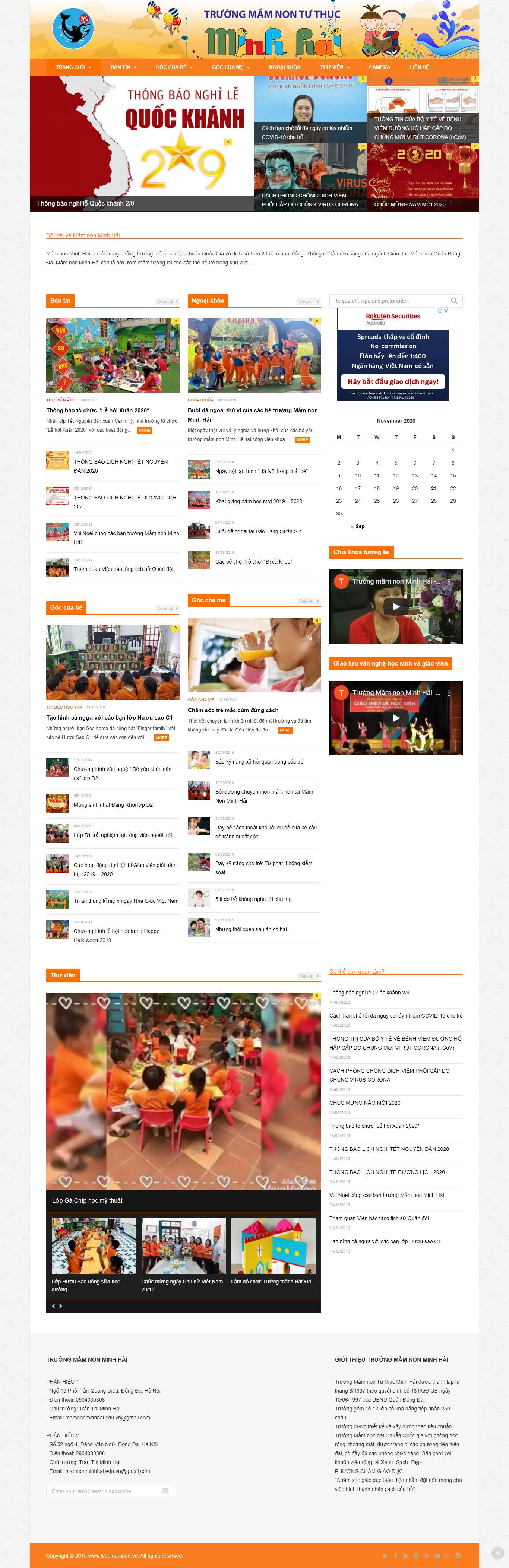 Thiết kế Website web trường mẫu giáo - mamnonminhhaieduvn