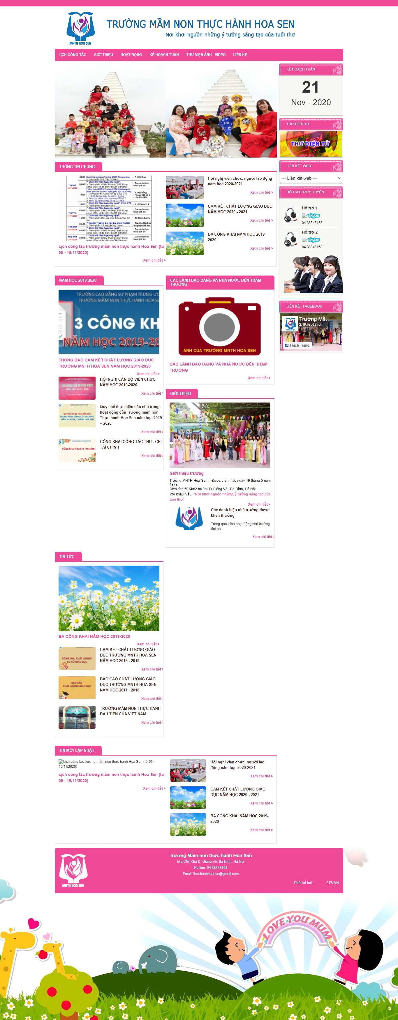 Thiết kế Website web trường mẫu giáo - mamnonthuchanhhoaseneduvn