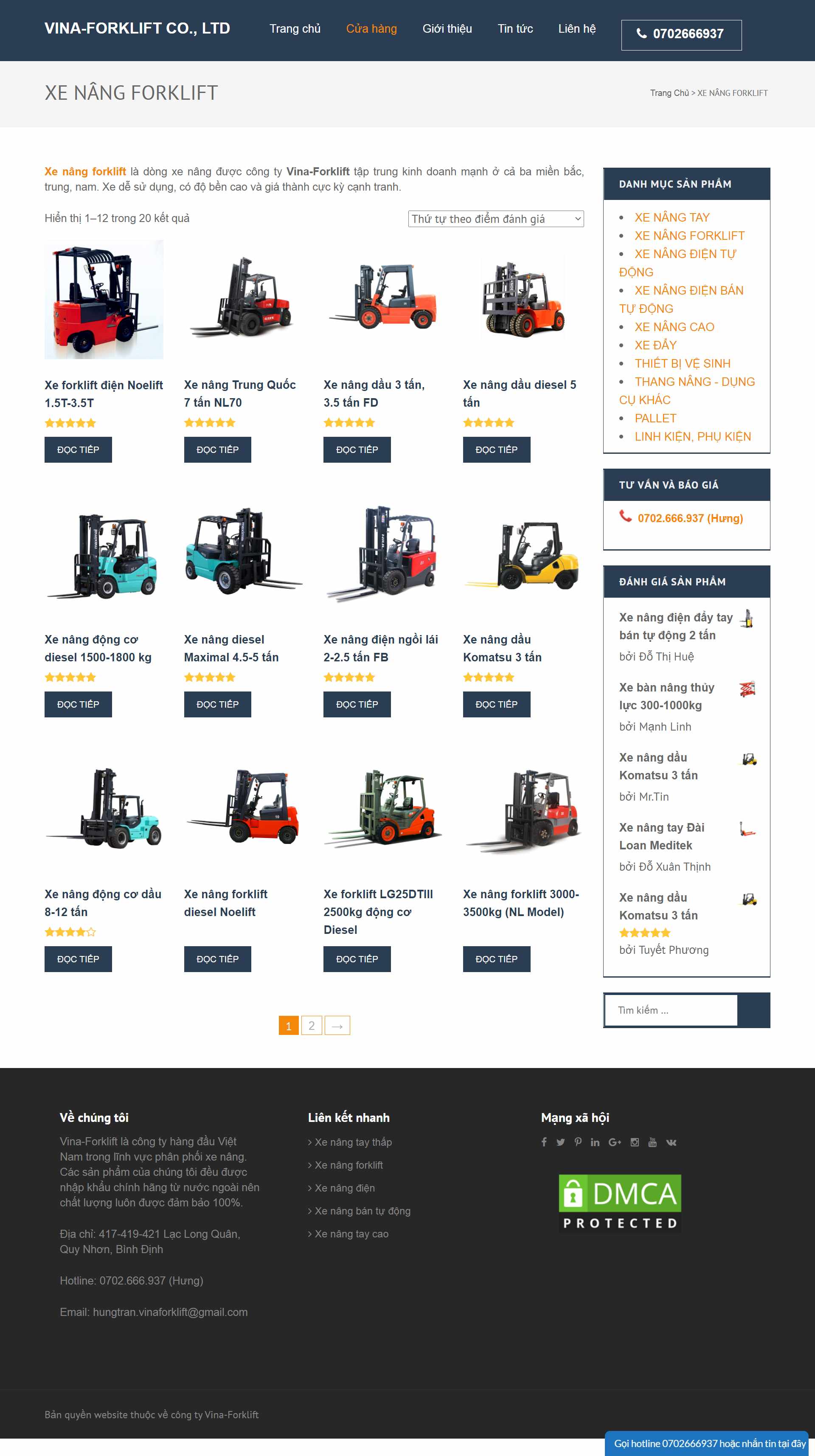 Thiết kế Website web xe nâng - vinaforkliftcom