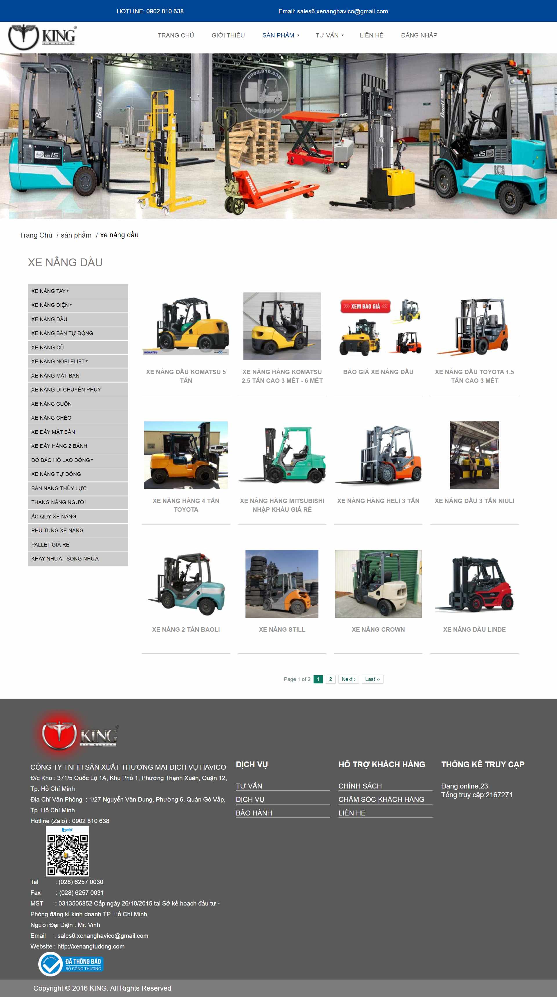 Thiết kế Website web xe nâng - xenangtudongcom