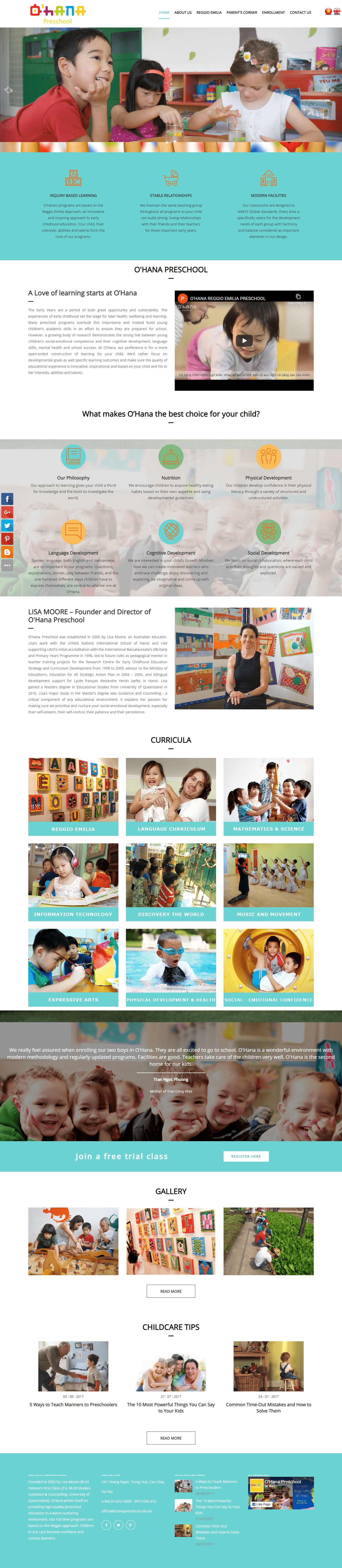 Thiết kế Website web trường mẫu giáo - ohanapreschooleduvn