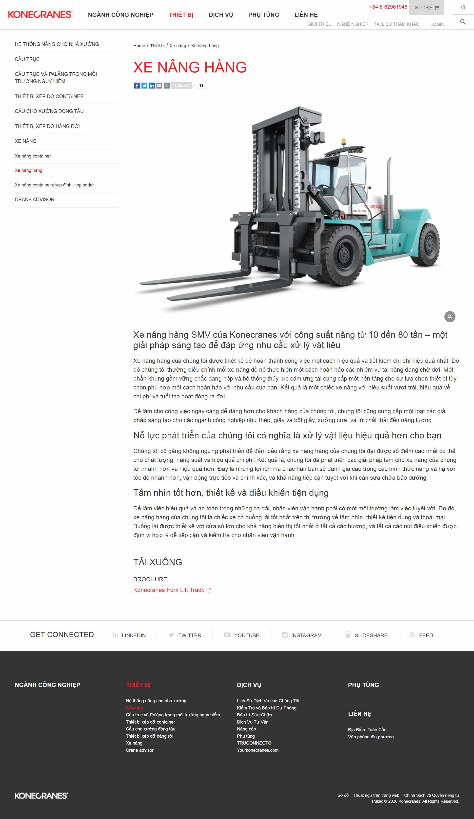 Thiết kế Website web xe nâng hàng - wwwkonecranesvn