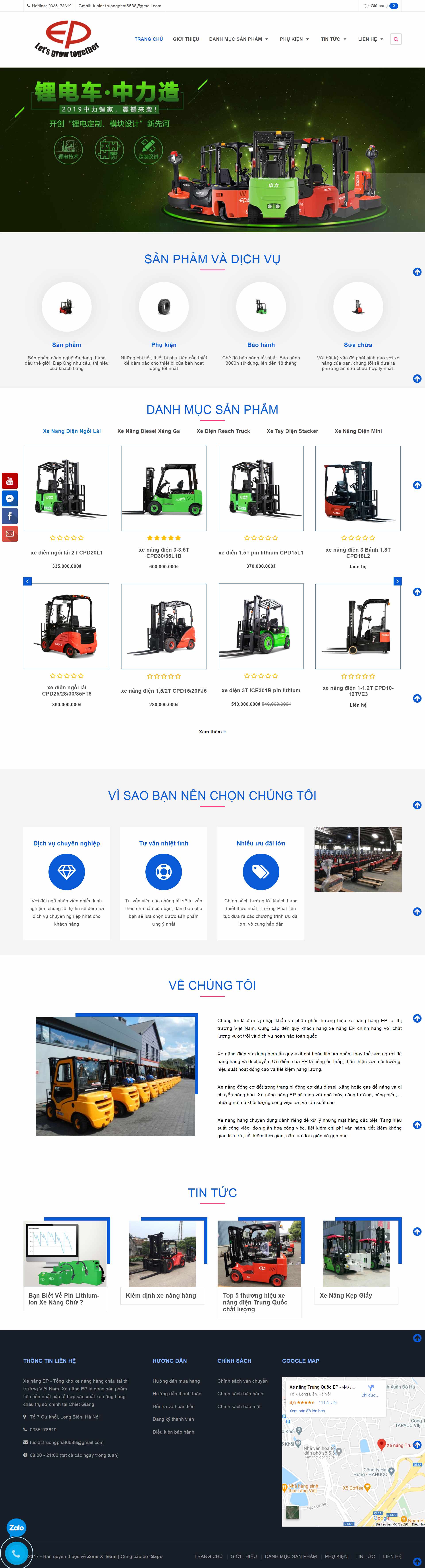 Thiết kế Website web xe nâng hàng - xenanghangchaucomvn