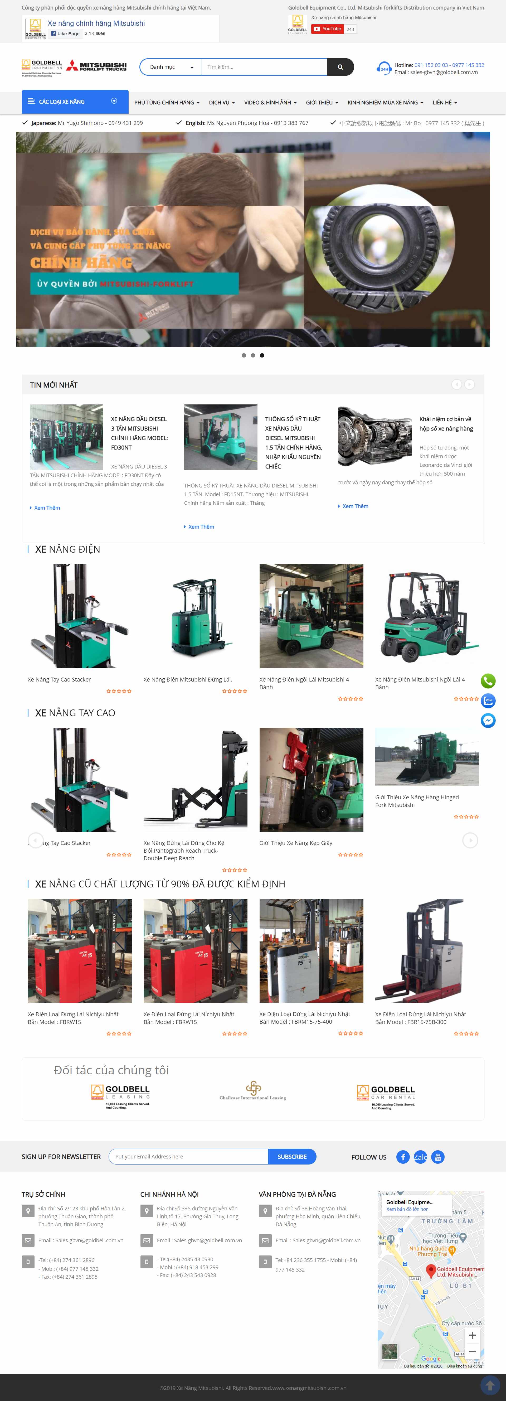 Thiết kế Website web xe nâng hàng - xenangmitsubishicomvn