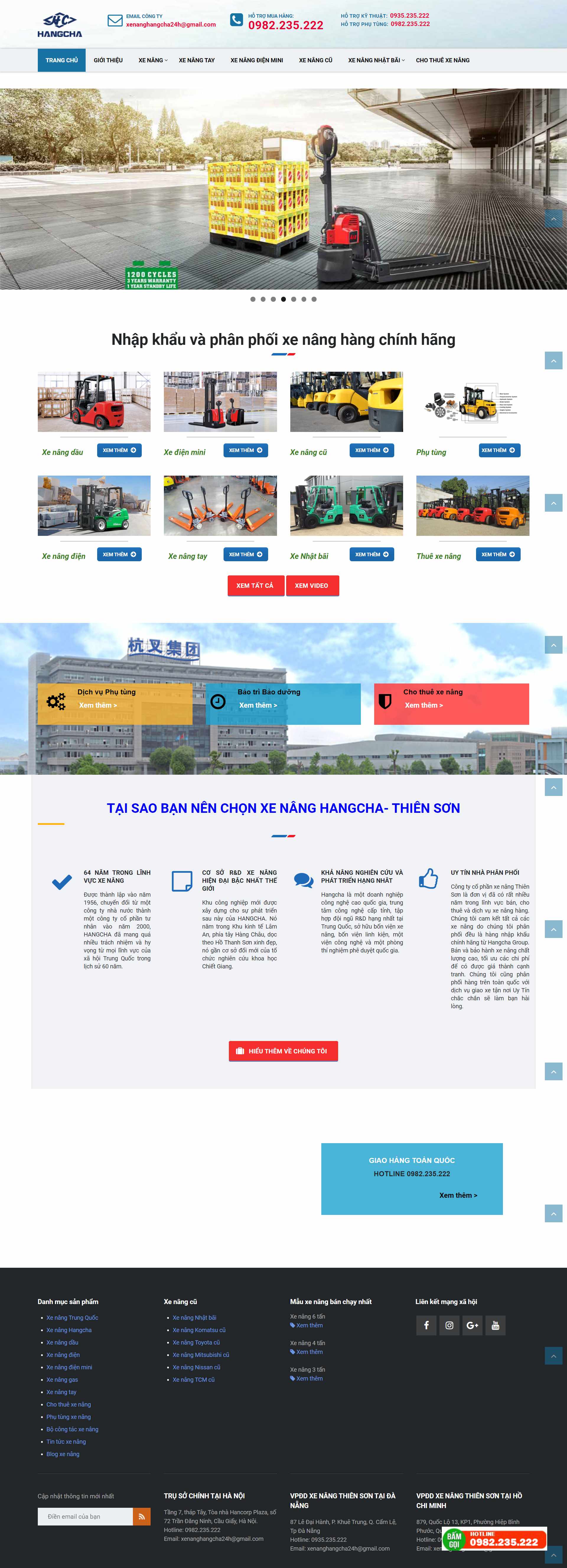 Thiết kế Website web xe nâng hàng - xenanghangchacomvn