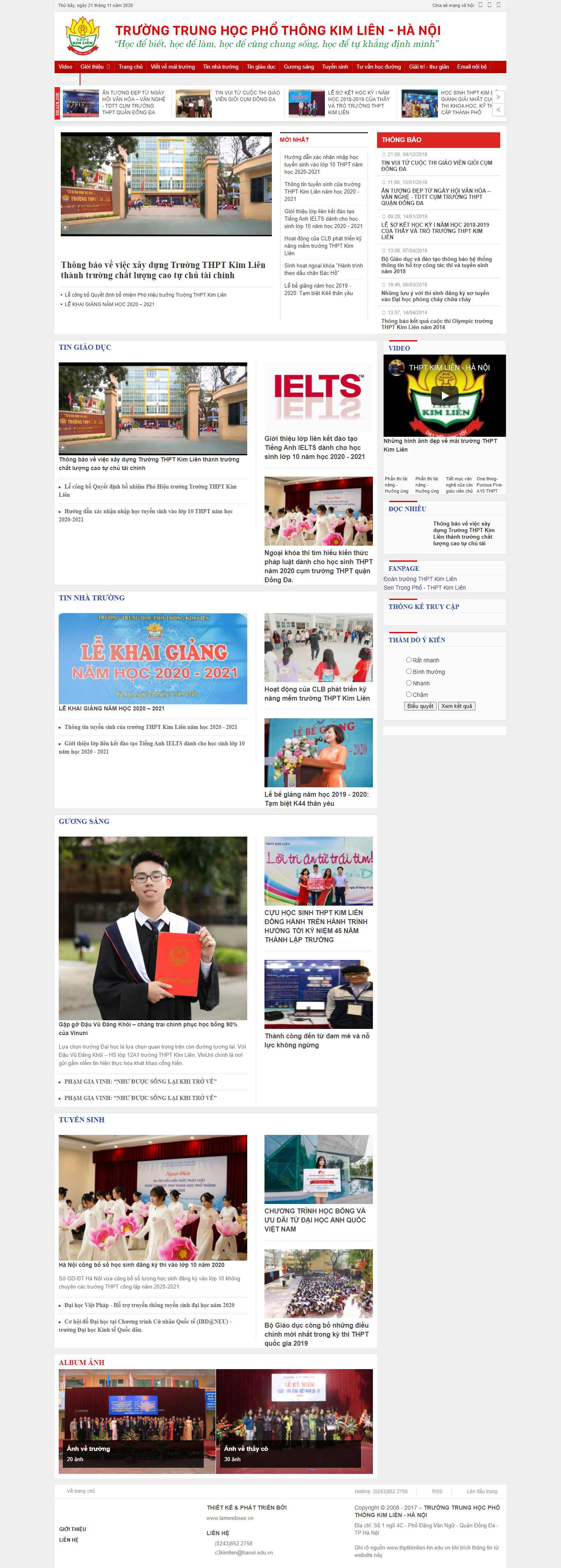 Thiết kế Website web trường phổ thông - wwwthptkimlien-hanoieduvn