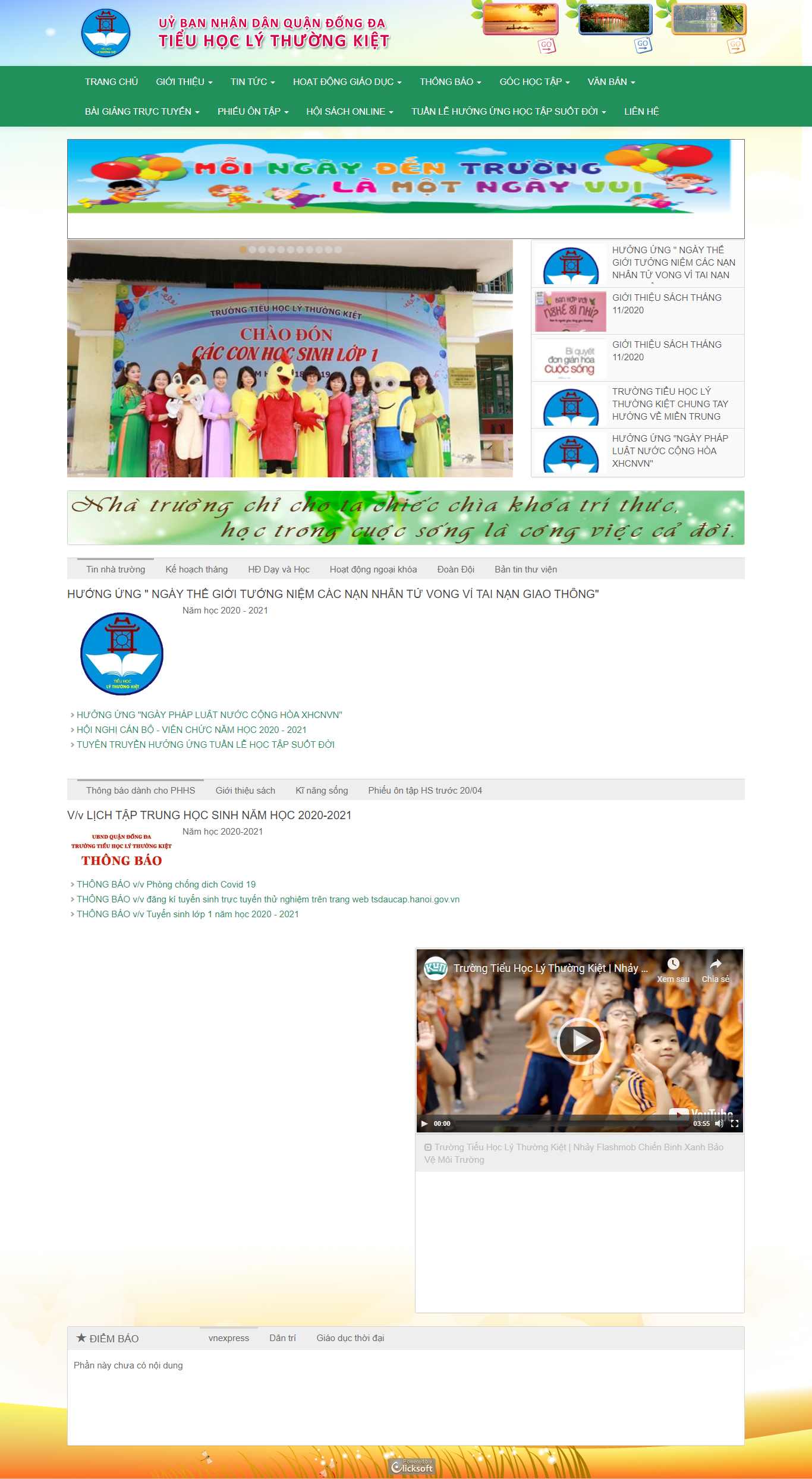 Thiết kế Website web trường tiểu học - tieuhoclythuongkietmgdeduvn