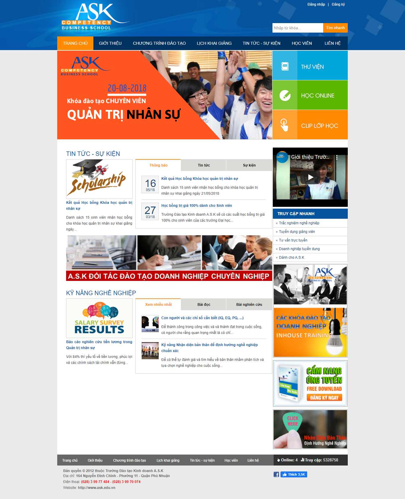 Thiết kế Website web trung tâm đào tạo - wwwaskeduvn