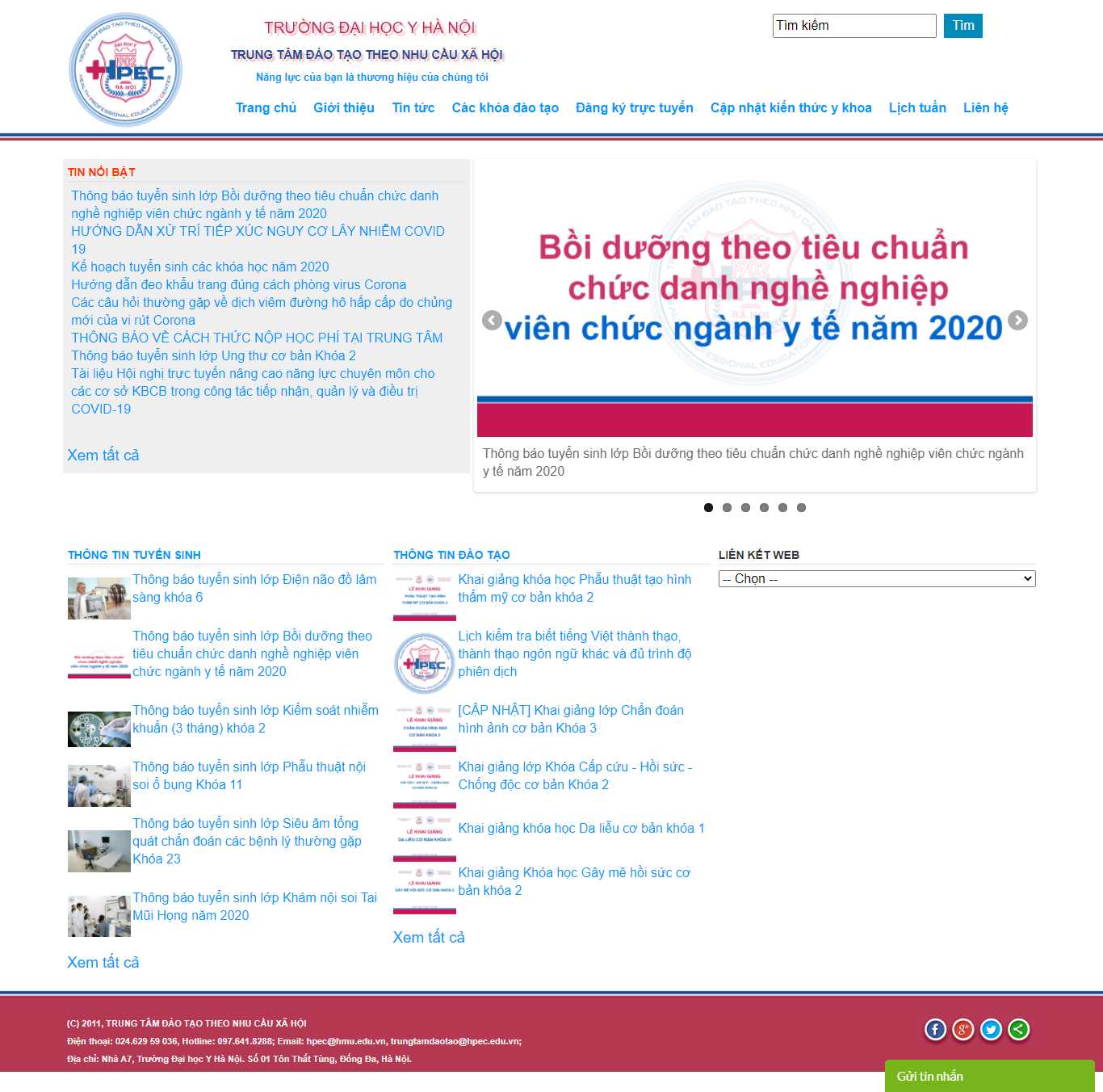 Thiết kế Website web trung tâm đào tạo - hpechmueduvn