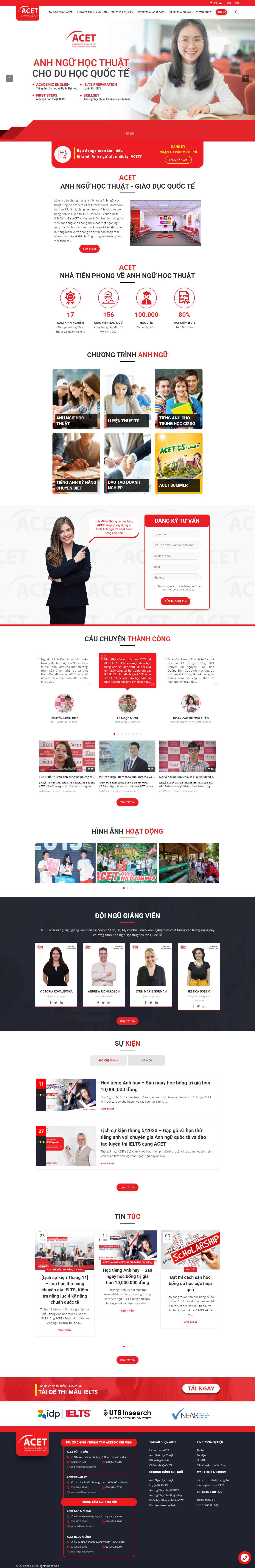 Thiết kế Website web trung tâm anh ngữ - aceteduvn
