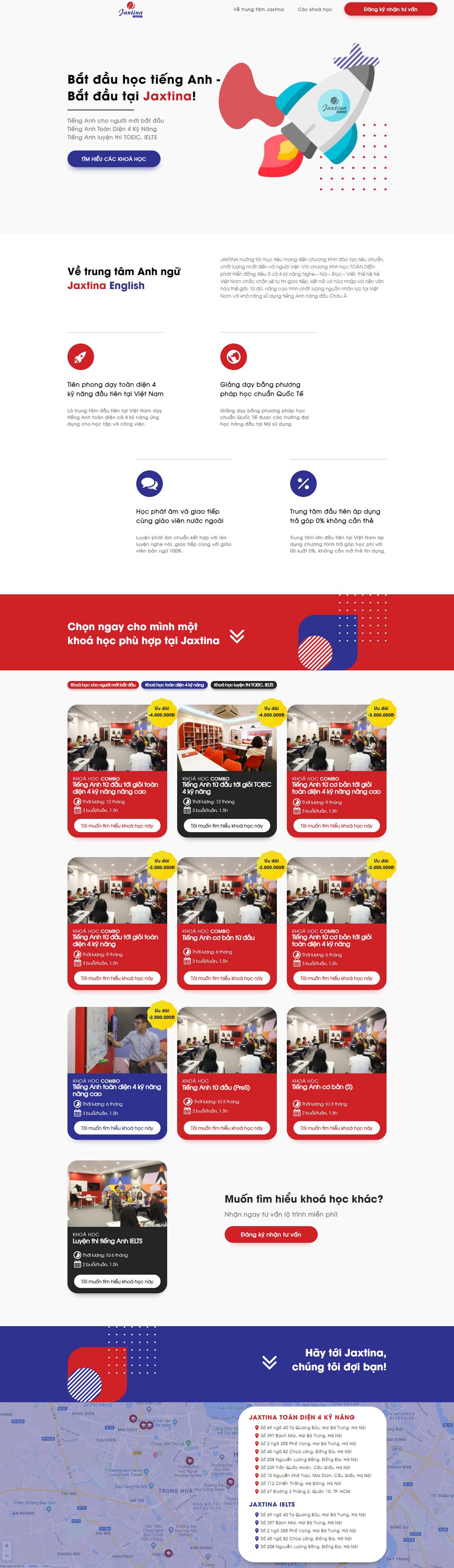 Thiết kế Website web trung tâm anh ngữ - hoctienganhjaxtinacom
