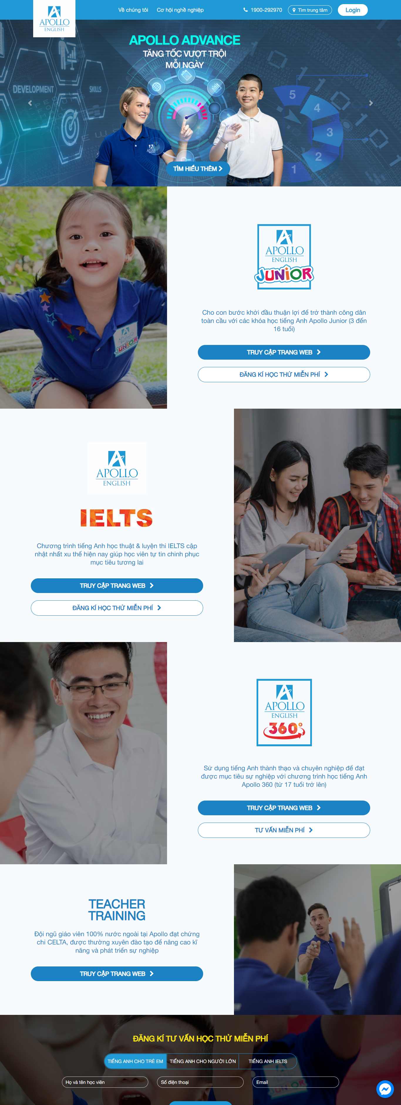 Thiết kế Website web trung tâm anh ngữ - wwwapolloeduvn