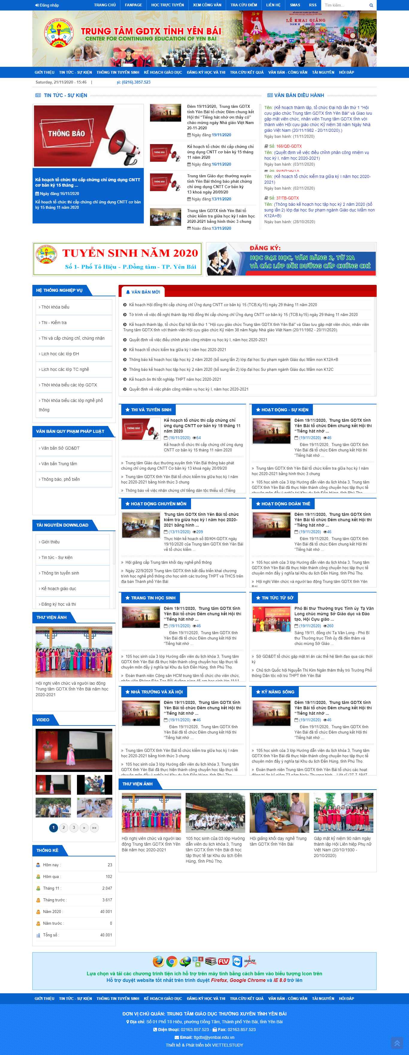 Thiết kế Website web trung tâm giáo dục thường xuyên - gdtxyenbaieduvn
