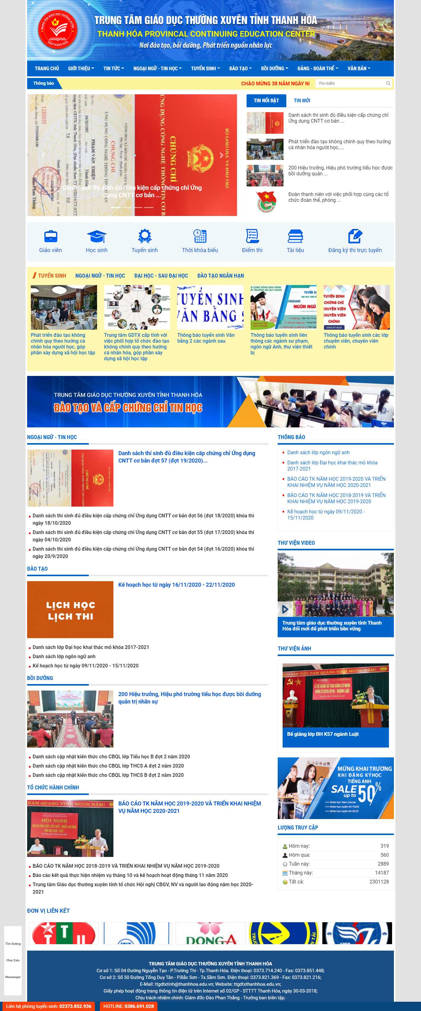 Thiết kế Website web trung tâm giáo dục thường xuyên - ttgdtxthanhhoaeduvn
