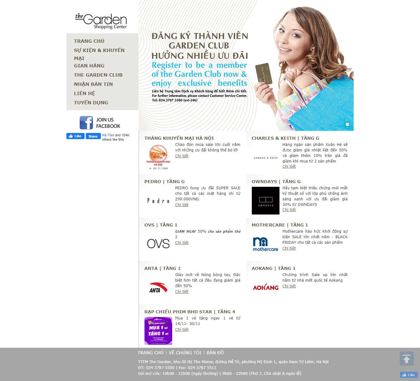 Thiết kế Website web trung tâm thương mại - wwwthegardencomvn