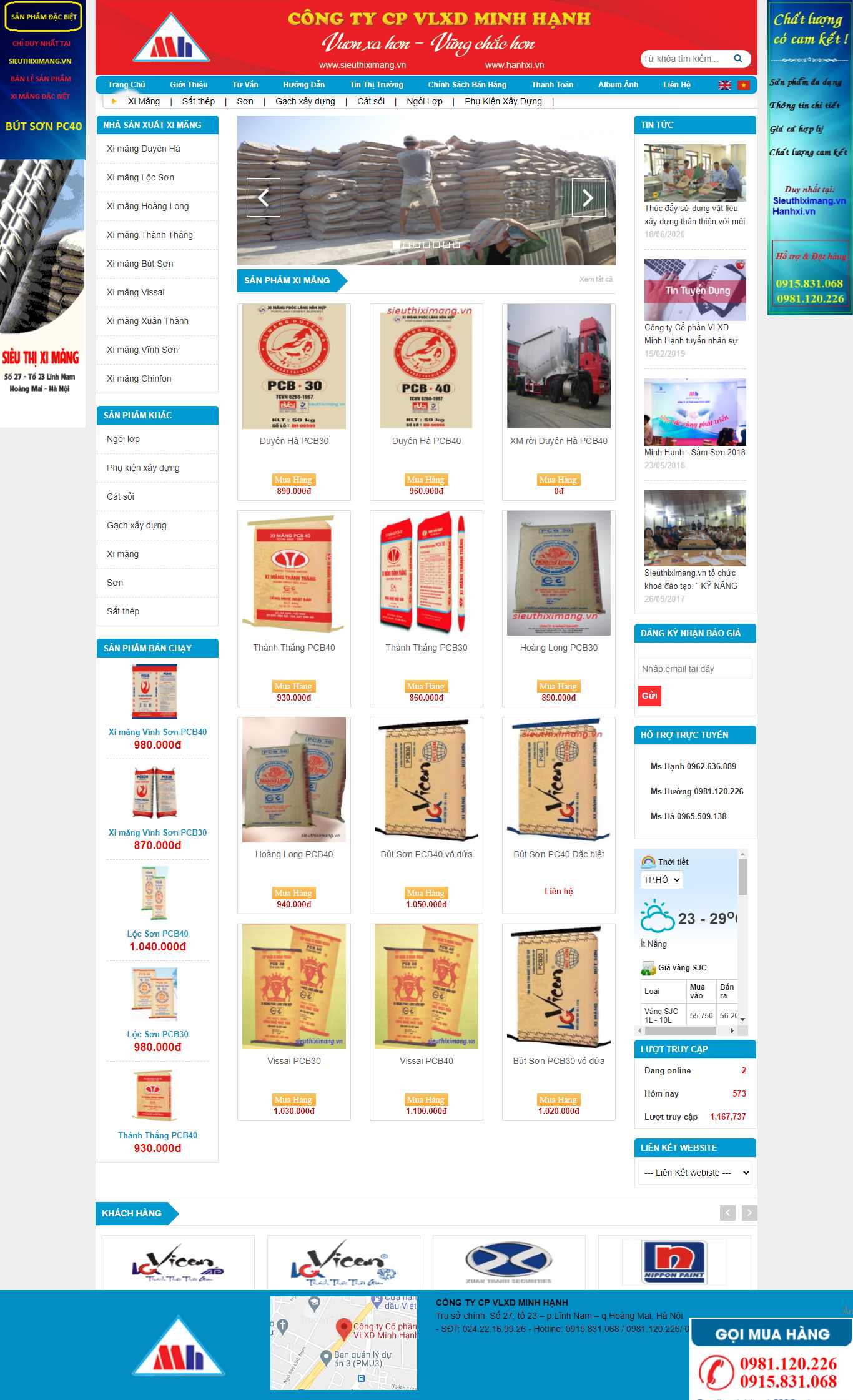 Thiết kế Website web xi măng - sieuthiximangvn