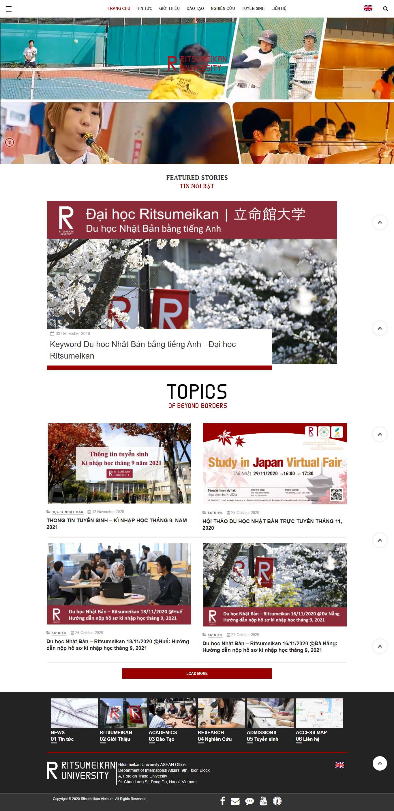 Thiết kế Website web xuất nhập cảnh - ritsumeieduvn