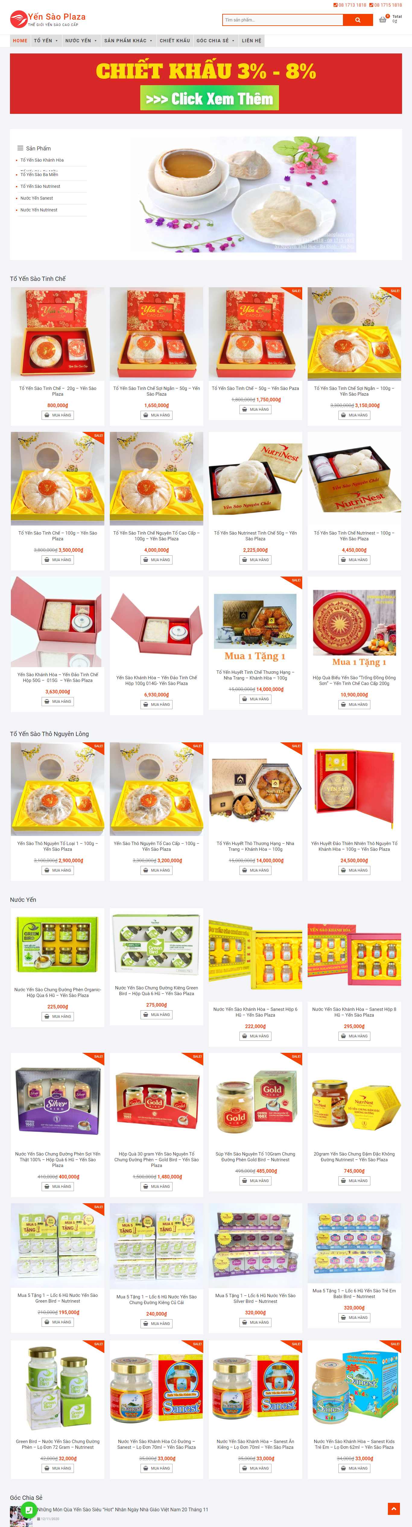 Thiết kế Website web yến sào - yensaoplazacom