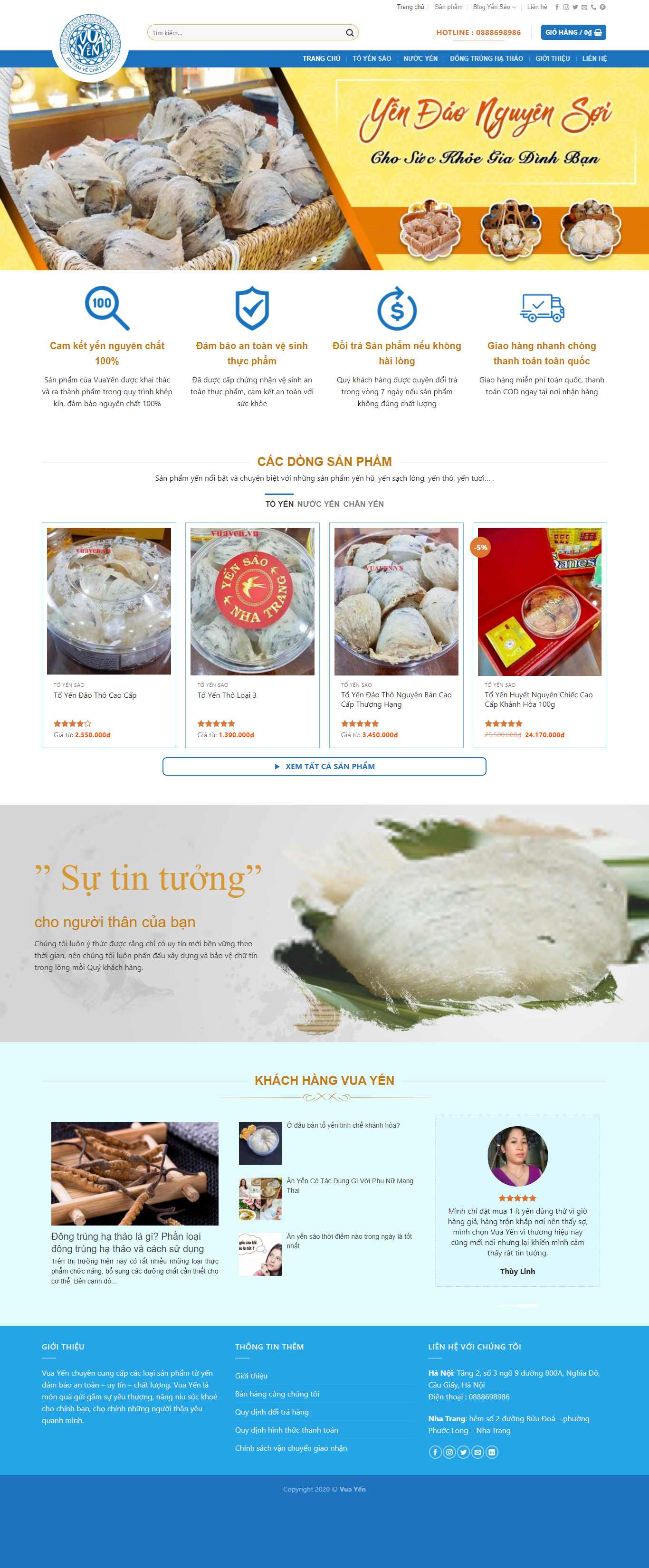 Thiết kế Website web yến sào - vuayenvn
