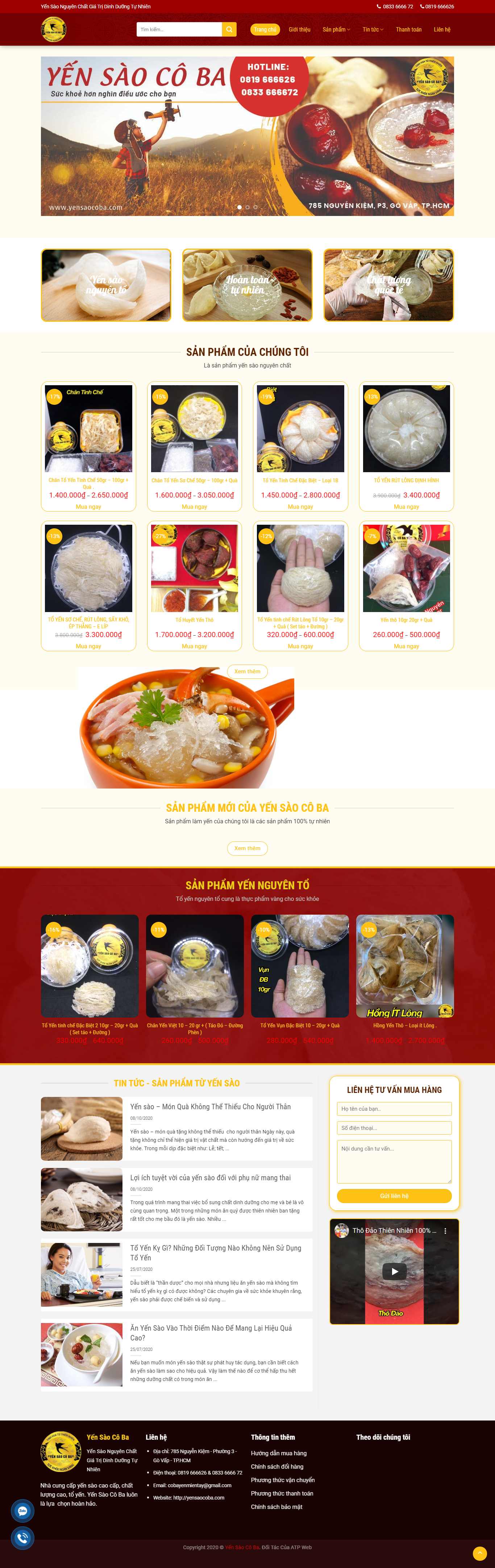 Thiết kế Website web yến sào - yensaocobacom