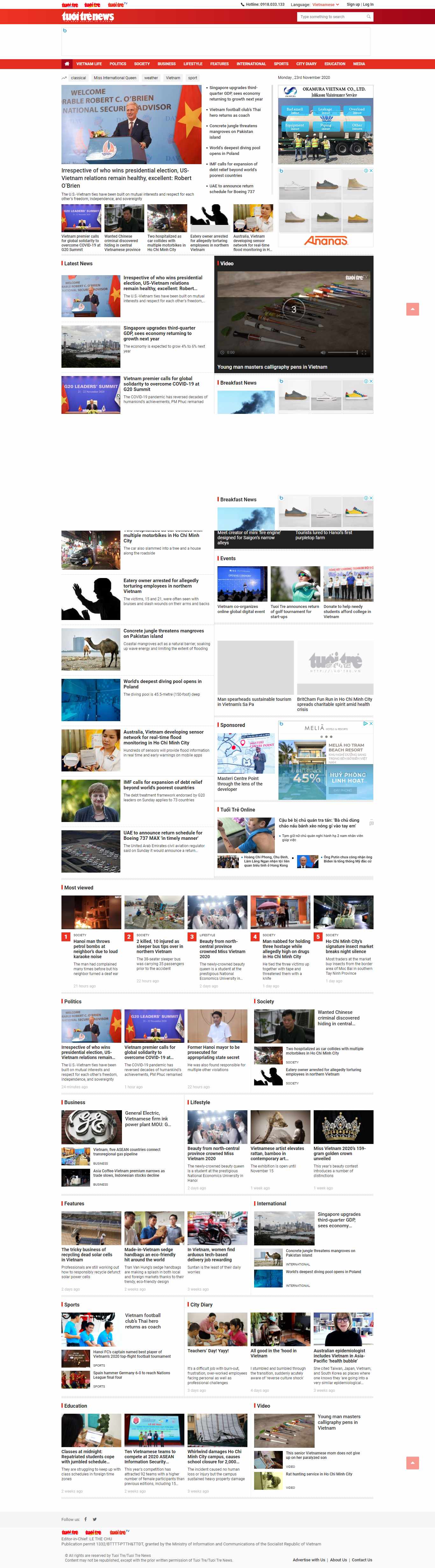 Thiết kế Website web tuoitre - tuoitrenewsvn