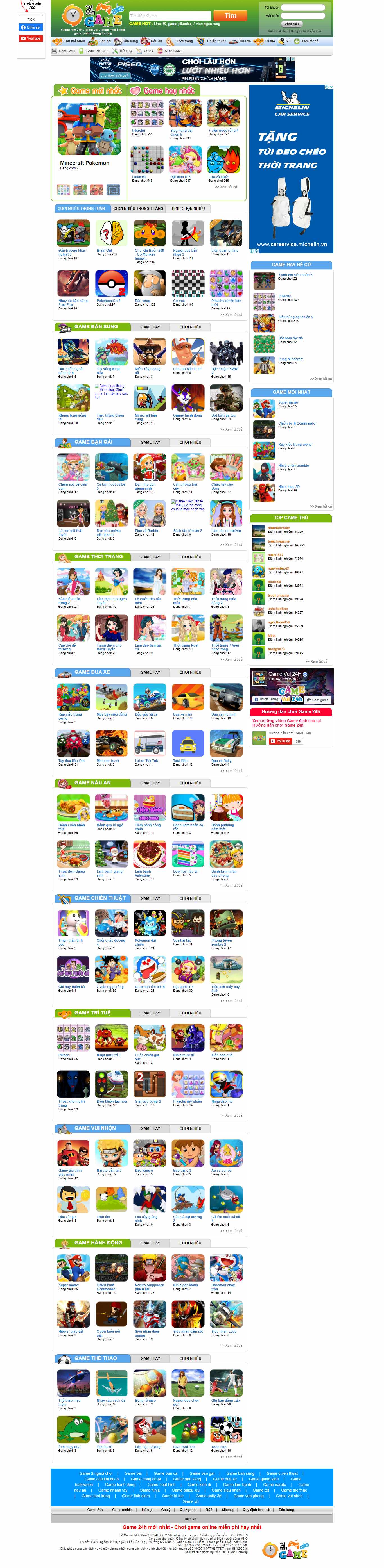Thiết kế Website web chơi game - game24hvn