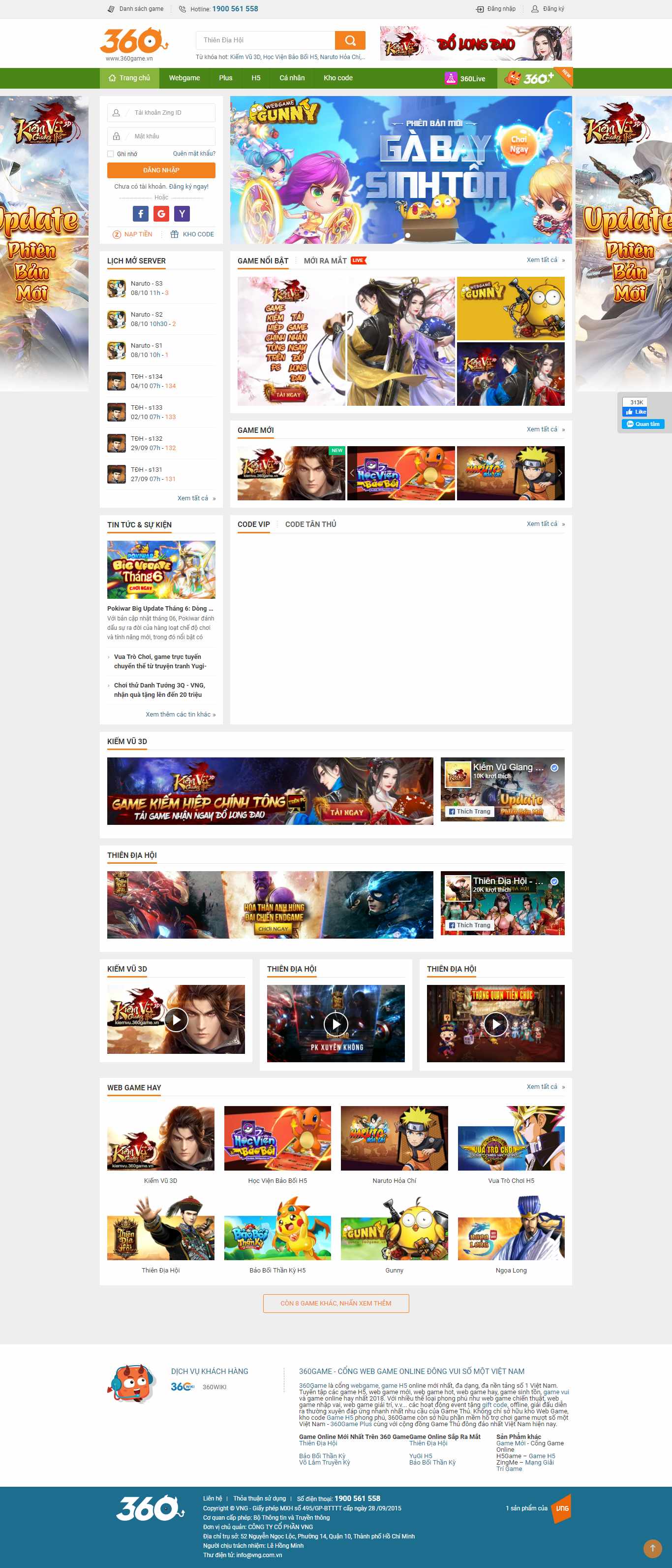 Thiết kế Website web chơi game - 360gamevn