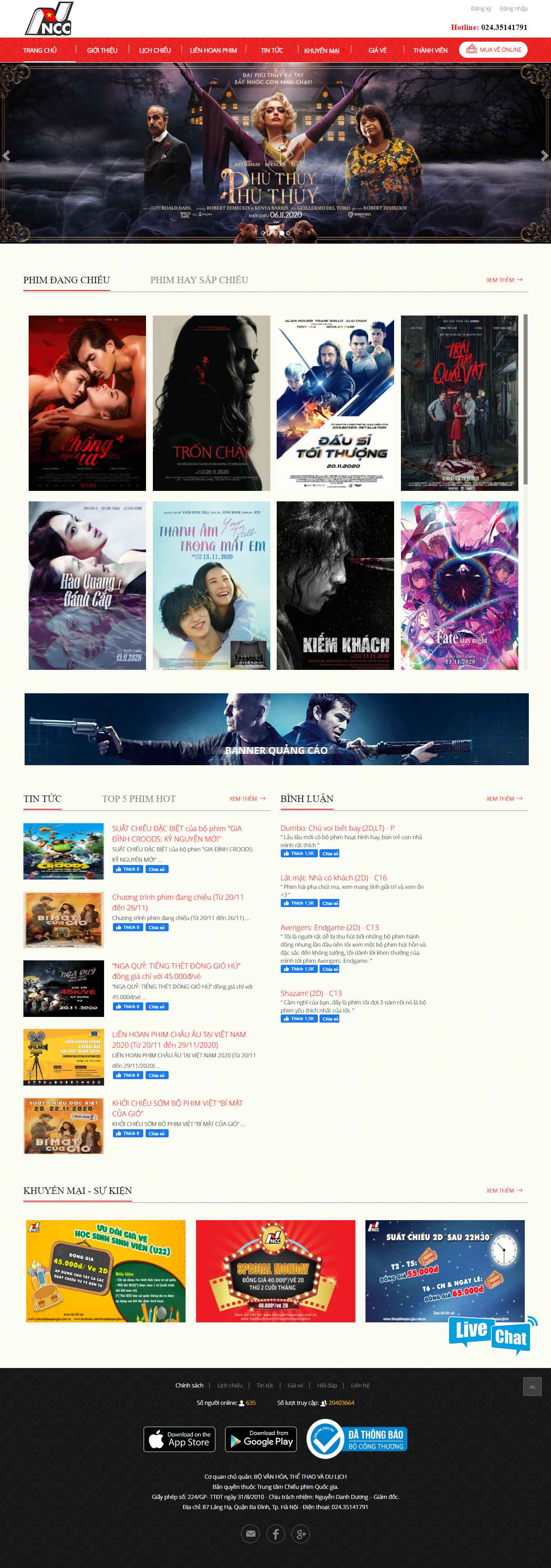 Thiết kế Website web phim rạp - chieuphimquocgiacomvn