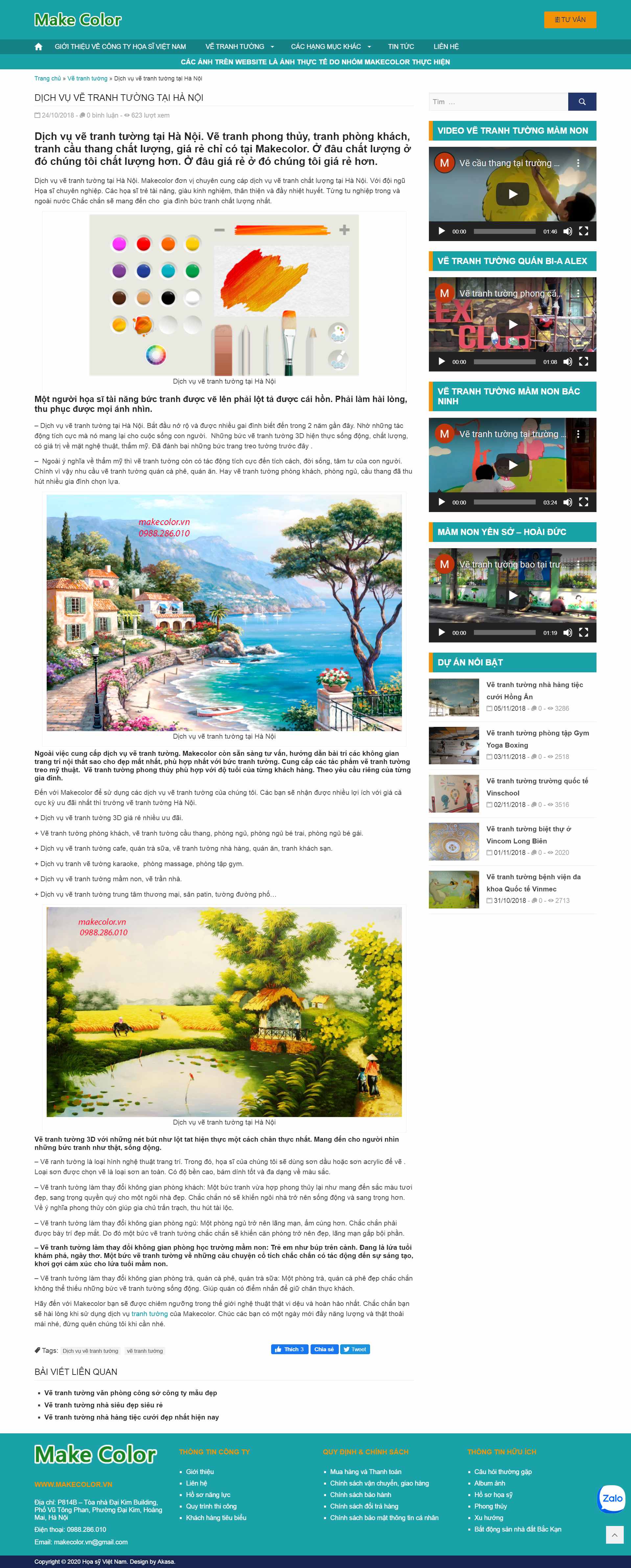 Thiết kế Website web vẽ tranh tường - makecolorvn