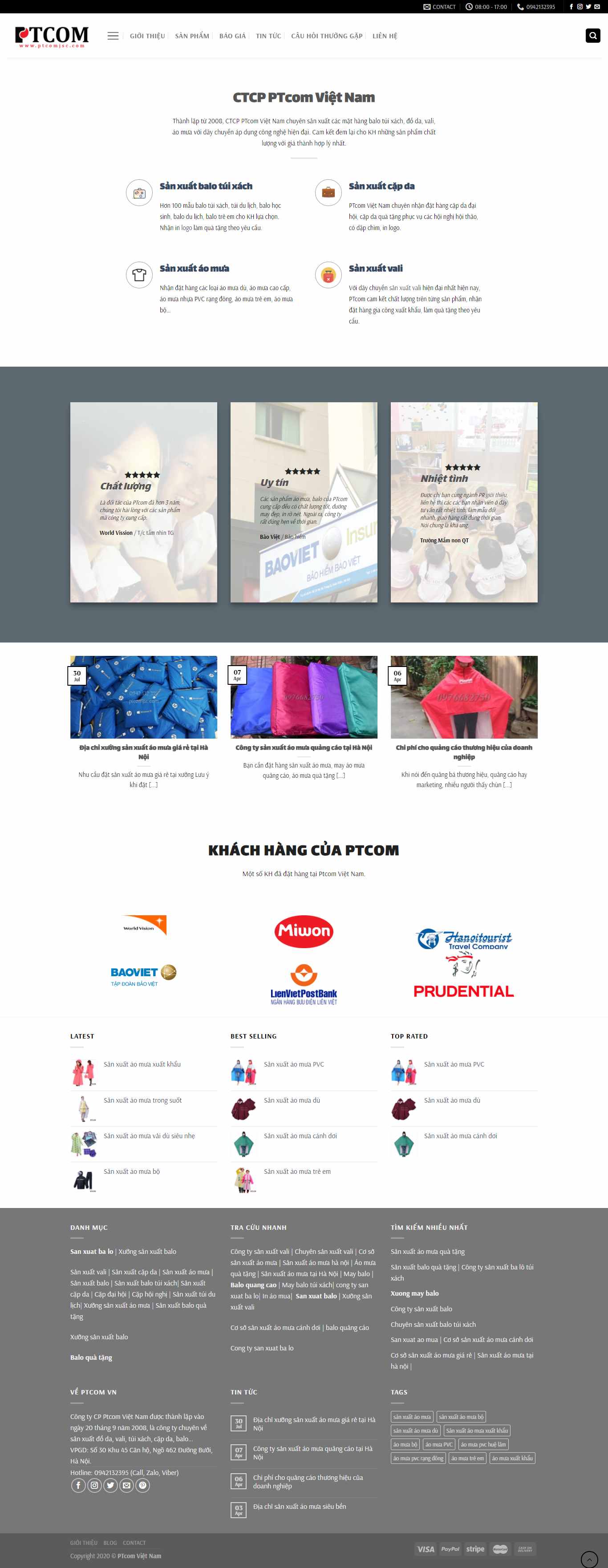 Thiết kế Website web bán áo mưa - ptcomjsccom
