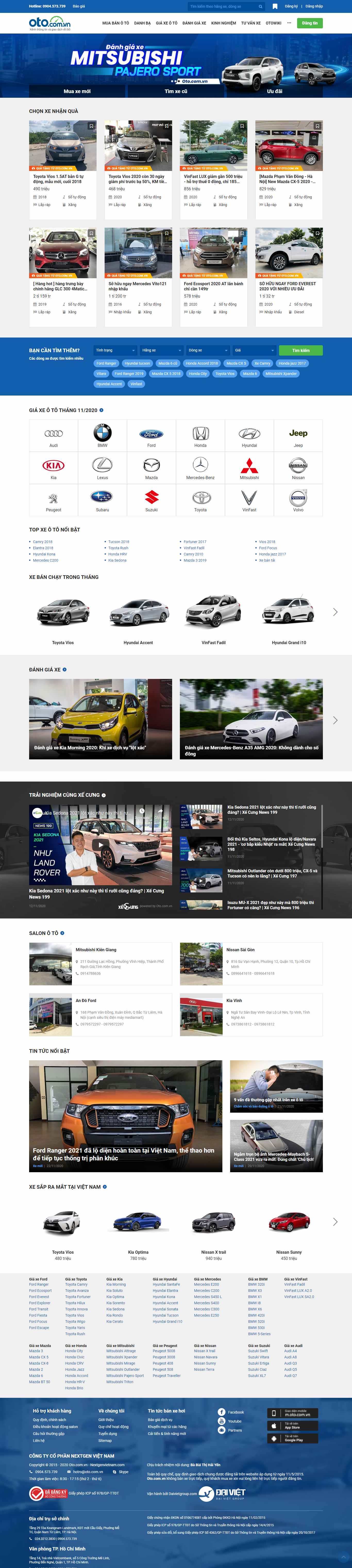 Thiết kế Website Web ô tô - otocomvn