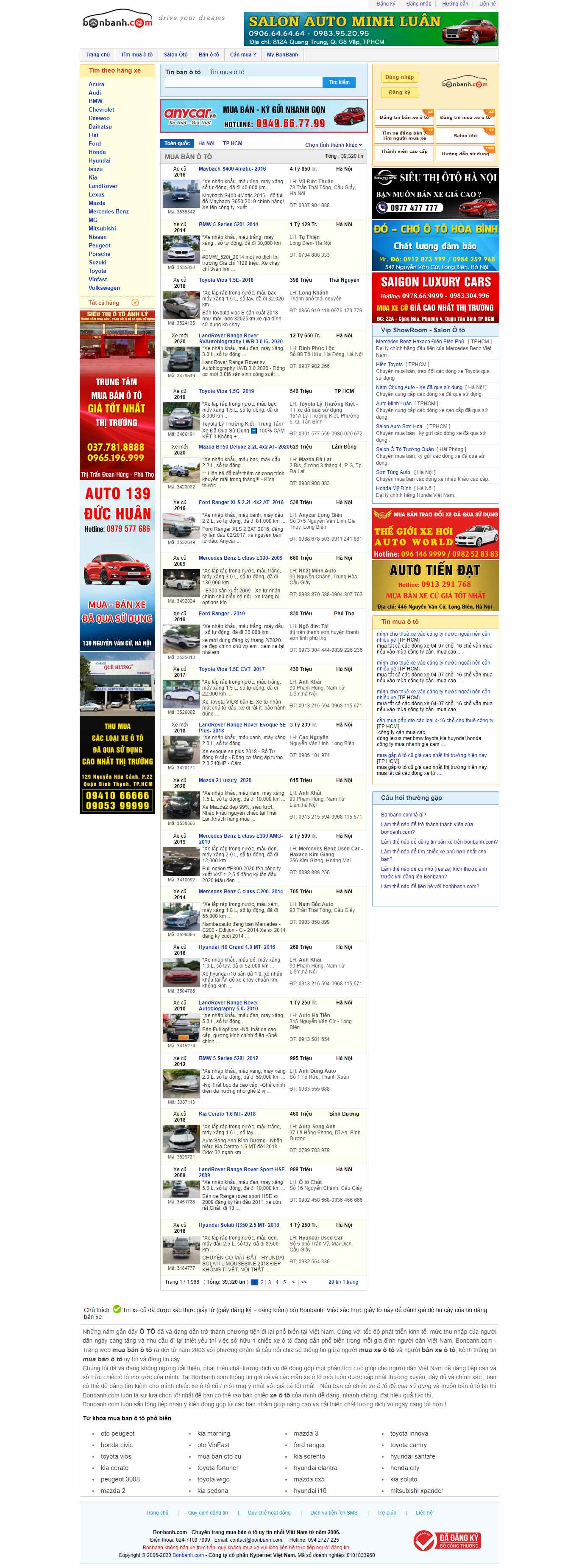 Thiết kế Website Web ô tô - bonbanhcom