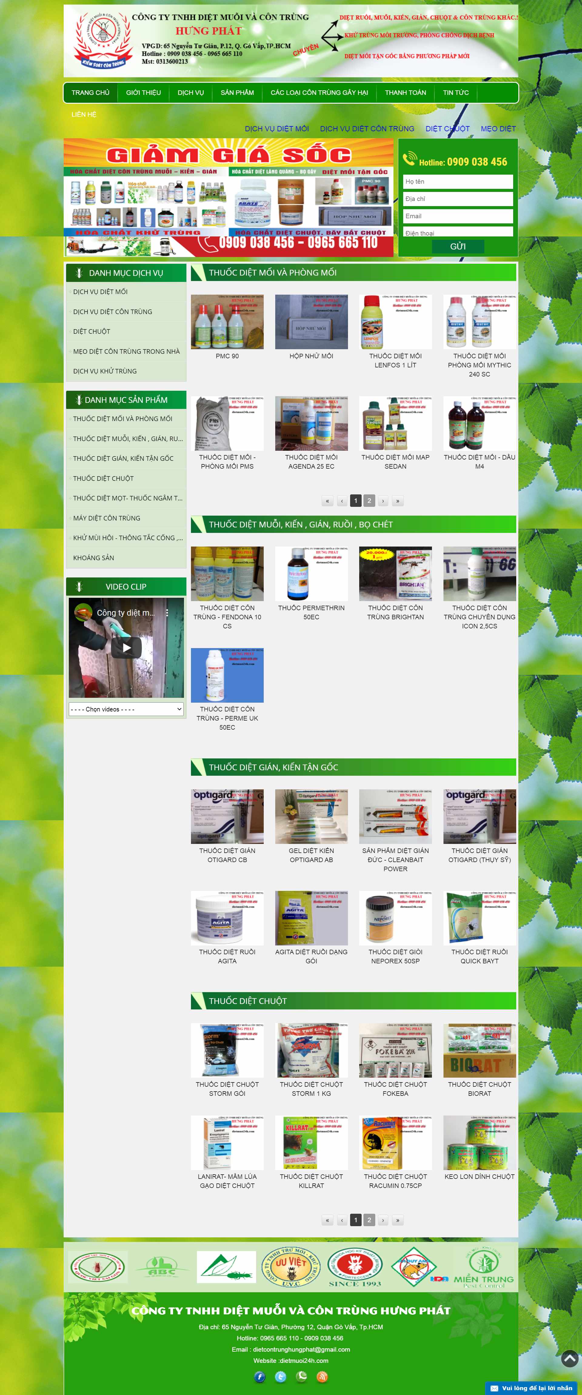 Thiết kế Website web công ty diệt muỗi - dietcontrungcomvn