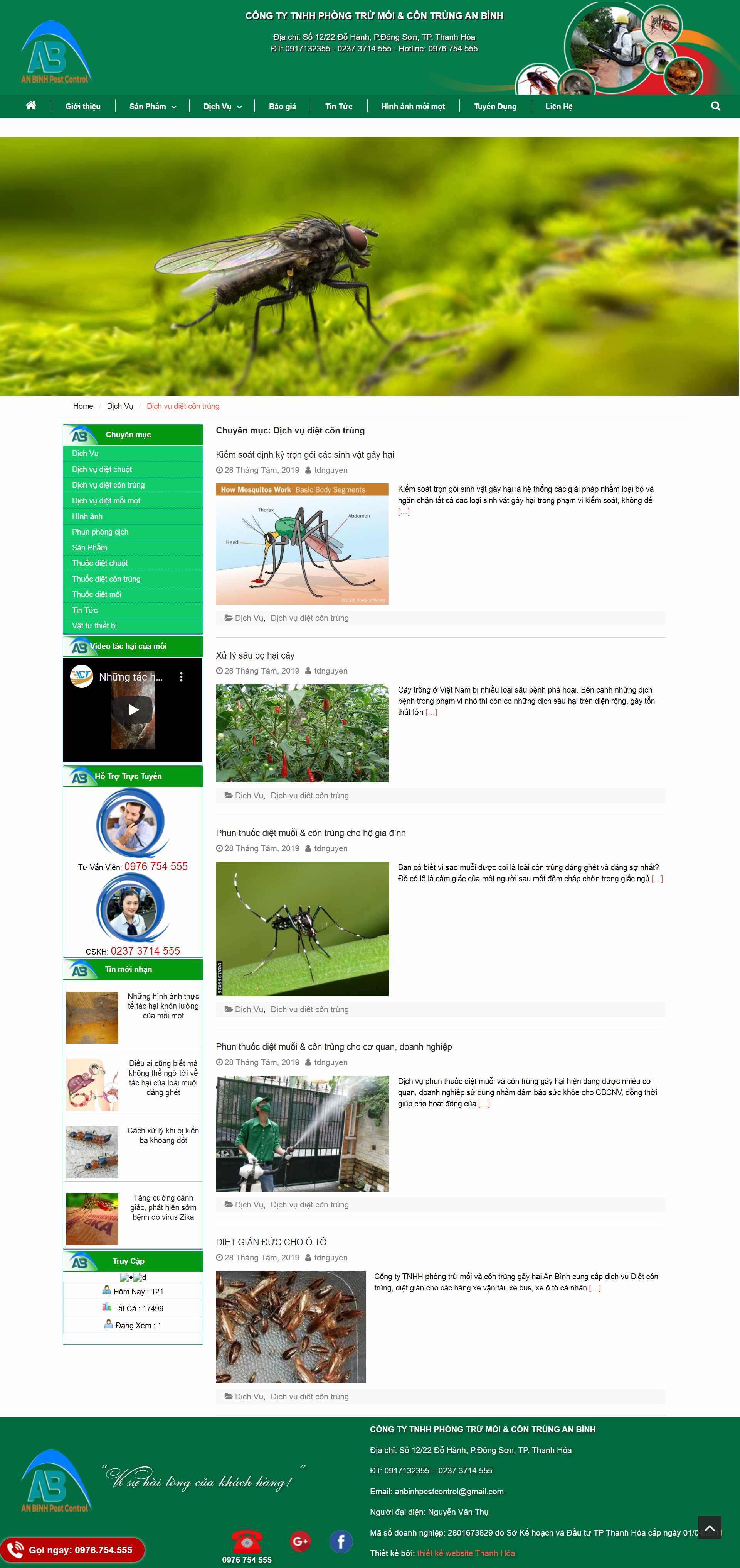 Thiết kế Website web công ty diệt muỗi - dietcontrungthanhhoacomvn