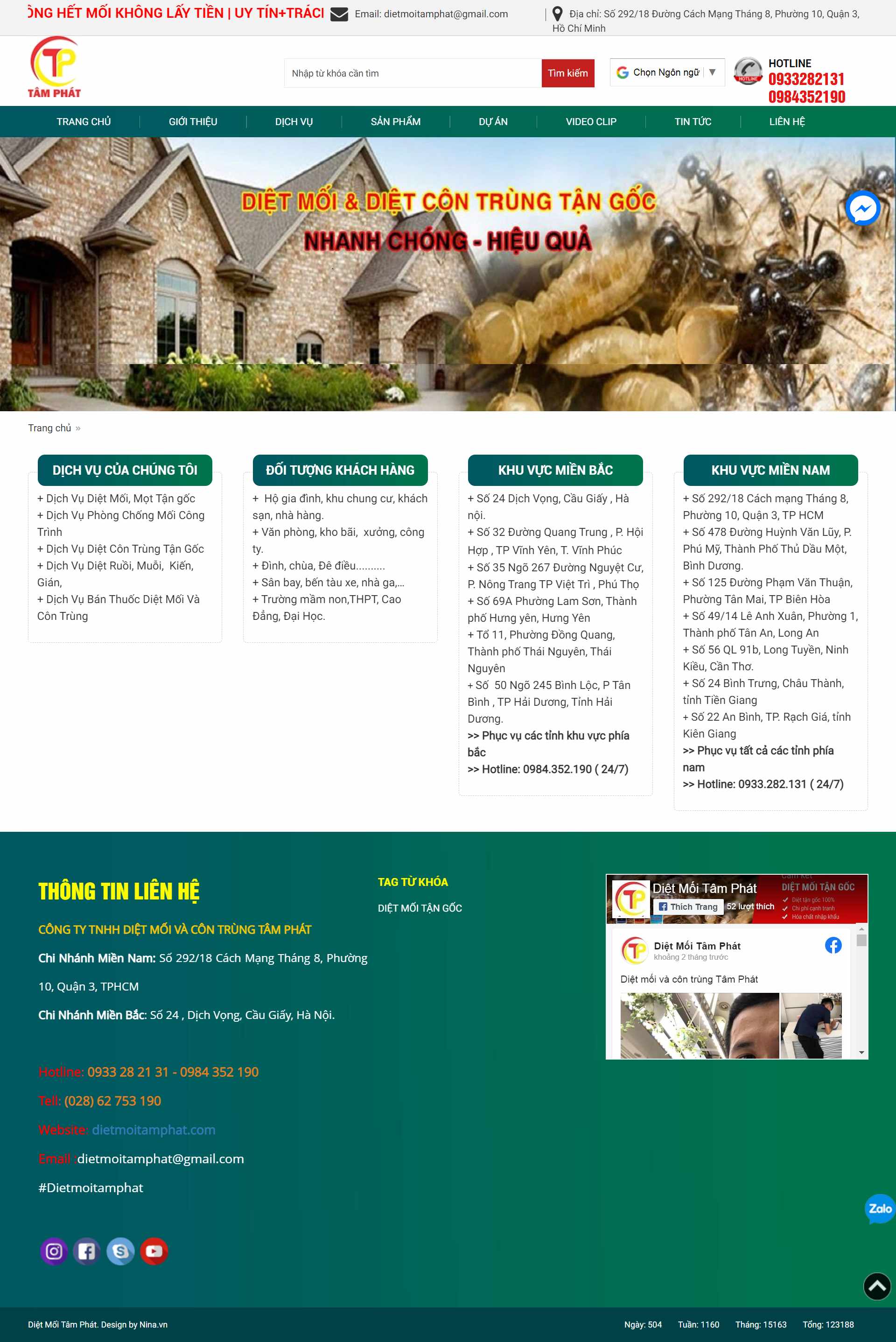 Thiết kế Website web công ty diệt côn trùng - dietmoitamphatcom