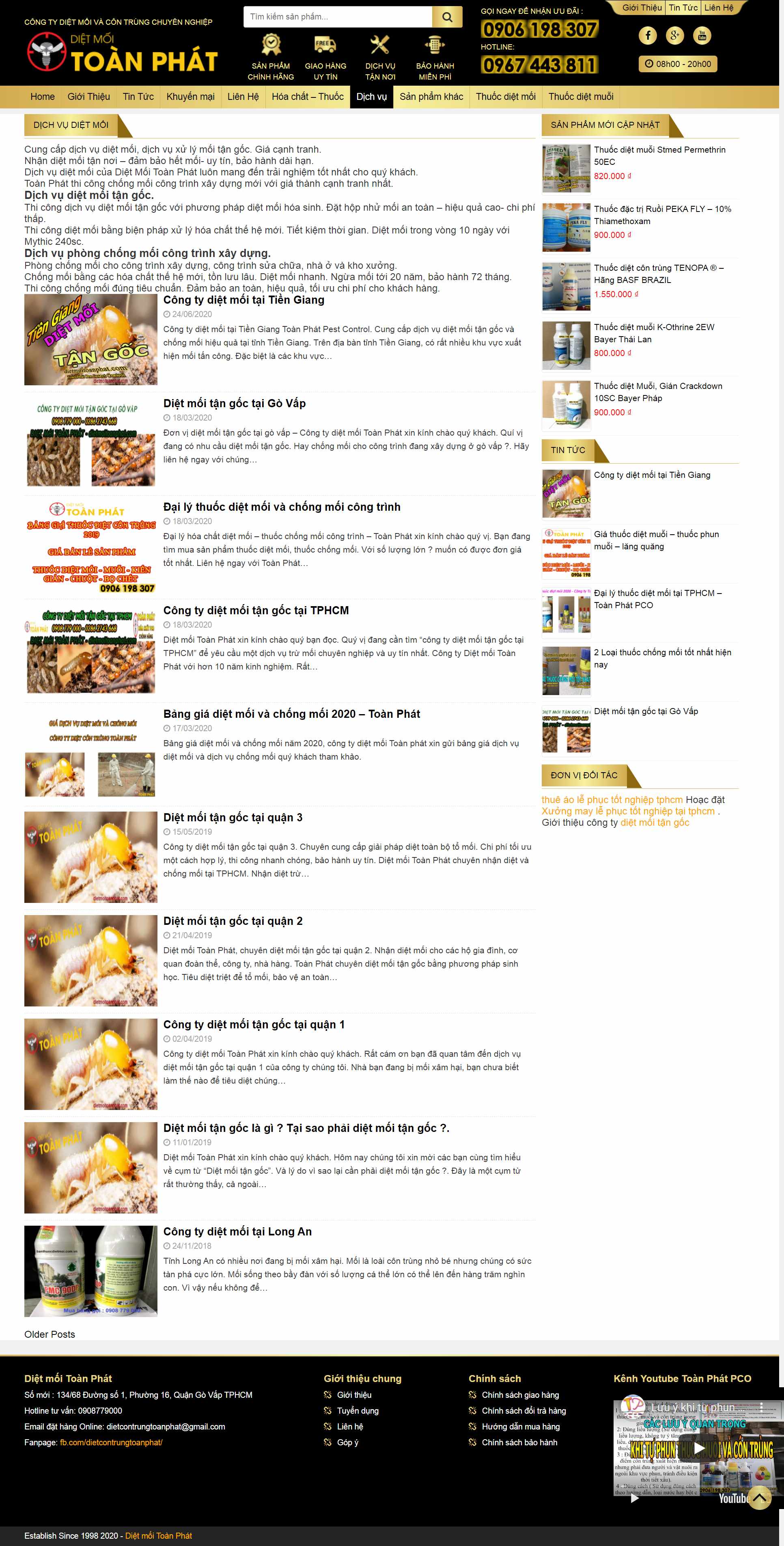 Thiết kế Website web công ty diệt côn trùng - dietmoitoanphatcom